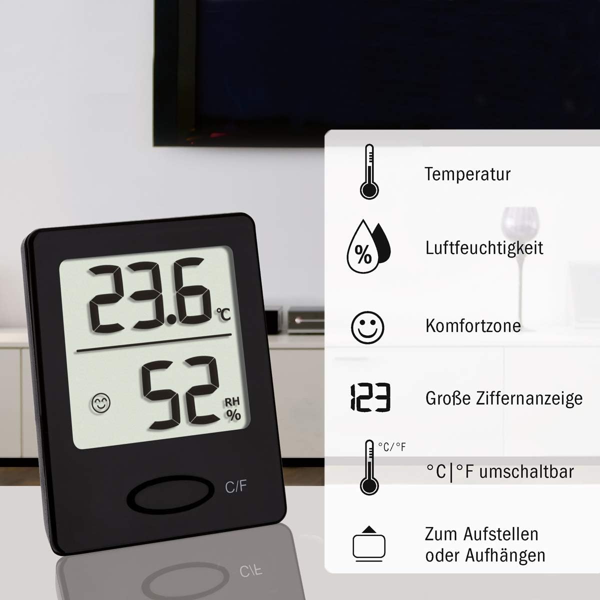 TFA Dostmann Digitales Thermo-Hygrometer 46 x 18 x 59 cm, 30.5041.01 – Bild 5