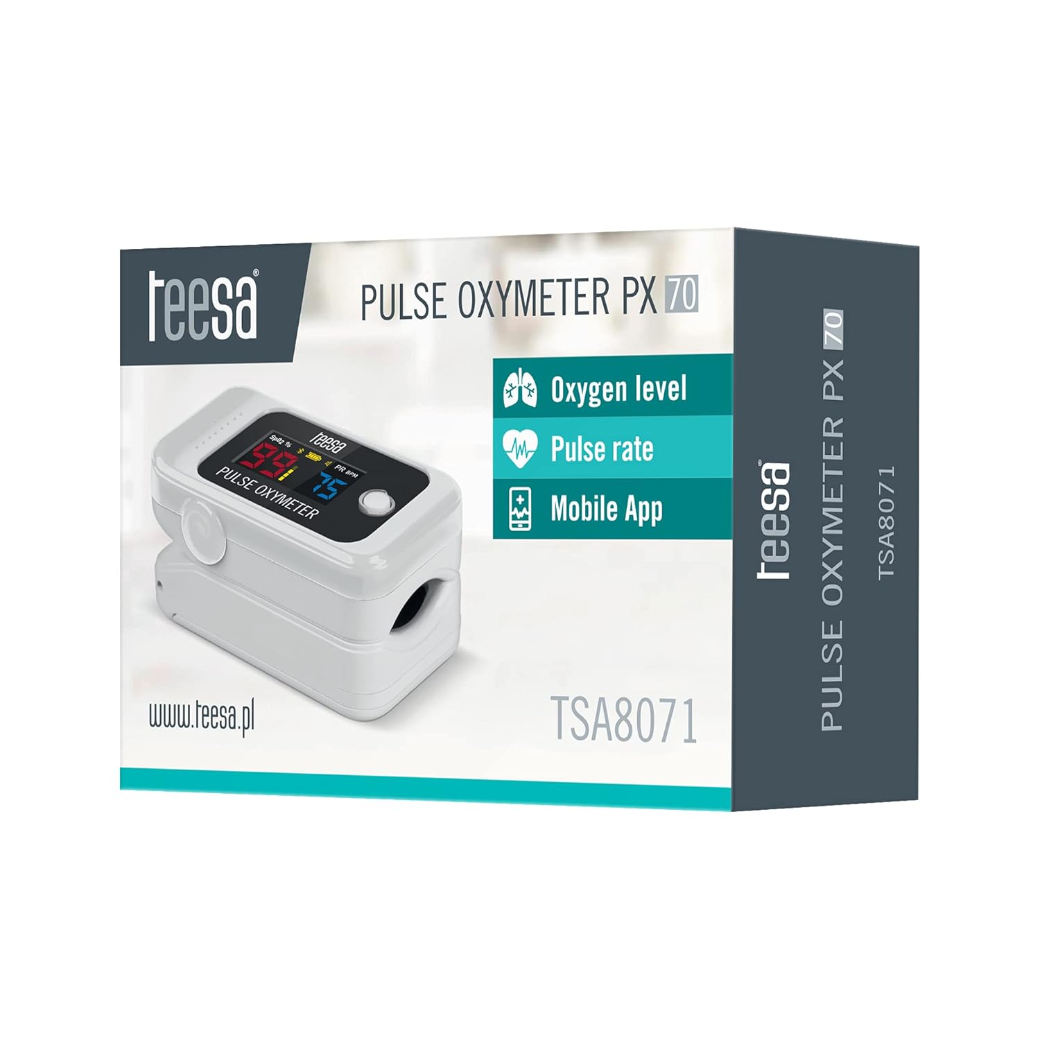 Fingerpulsoximeter BT PX70 Teesa TSA8071 Sättigungs-/Herzfrequenzmesser/Bluetooth – Bild 4