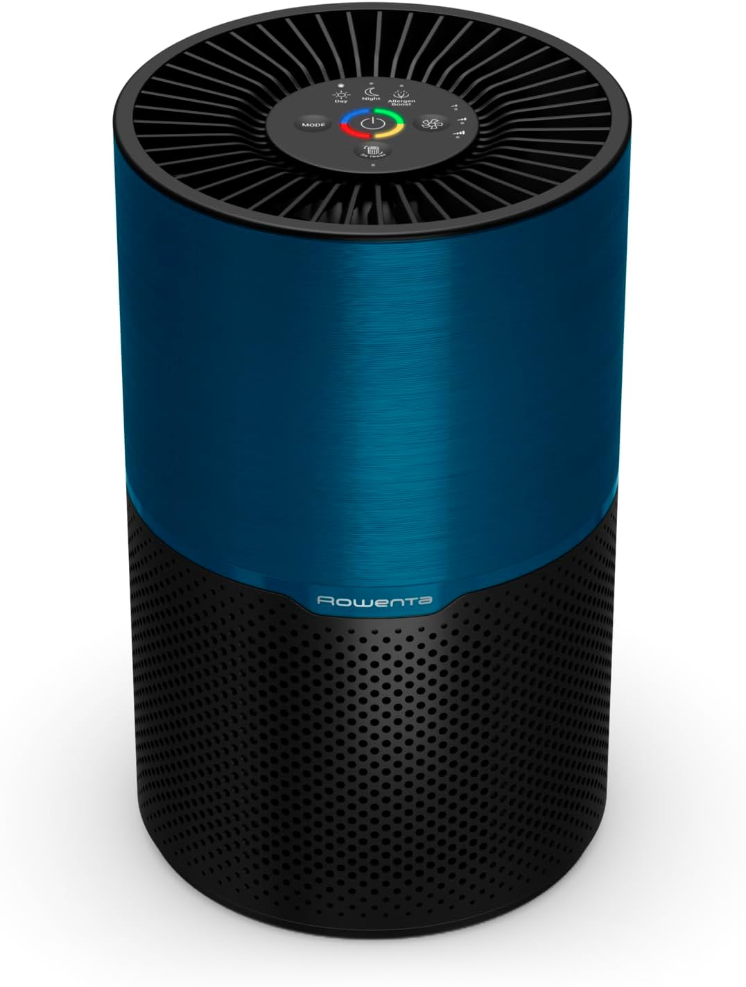 Rowenta PU2221F0 Pure Air Kompakter Luftreiniger für Zuhause, hocheffiziente Luftreinigung, bis zu 52 m², 3-in-1-Filterung, HEPA Allergy+, Echtzeit-Luftqualitätsanzeige, Schwarz/Blau