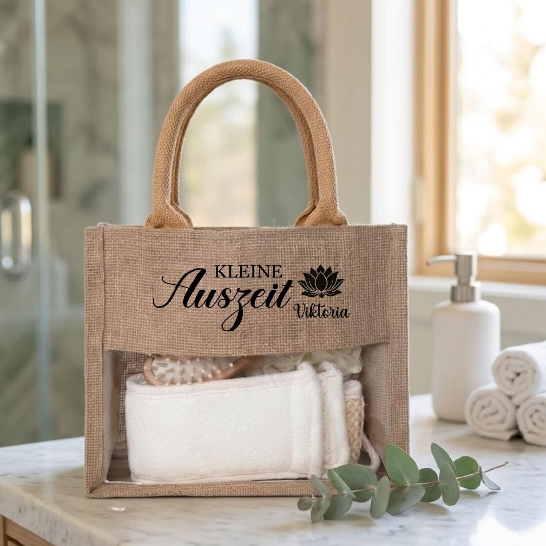 Personalisiertes Wellness Geschenkset für Frauen, Komplett Wellnessbox inkl. Inhalt, Wellnesstasche kleine Auszeit mit Namen, Geschenk Gutschein Verpackung Mama Freundin Kollegin – Bild 7
