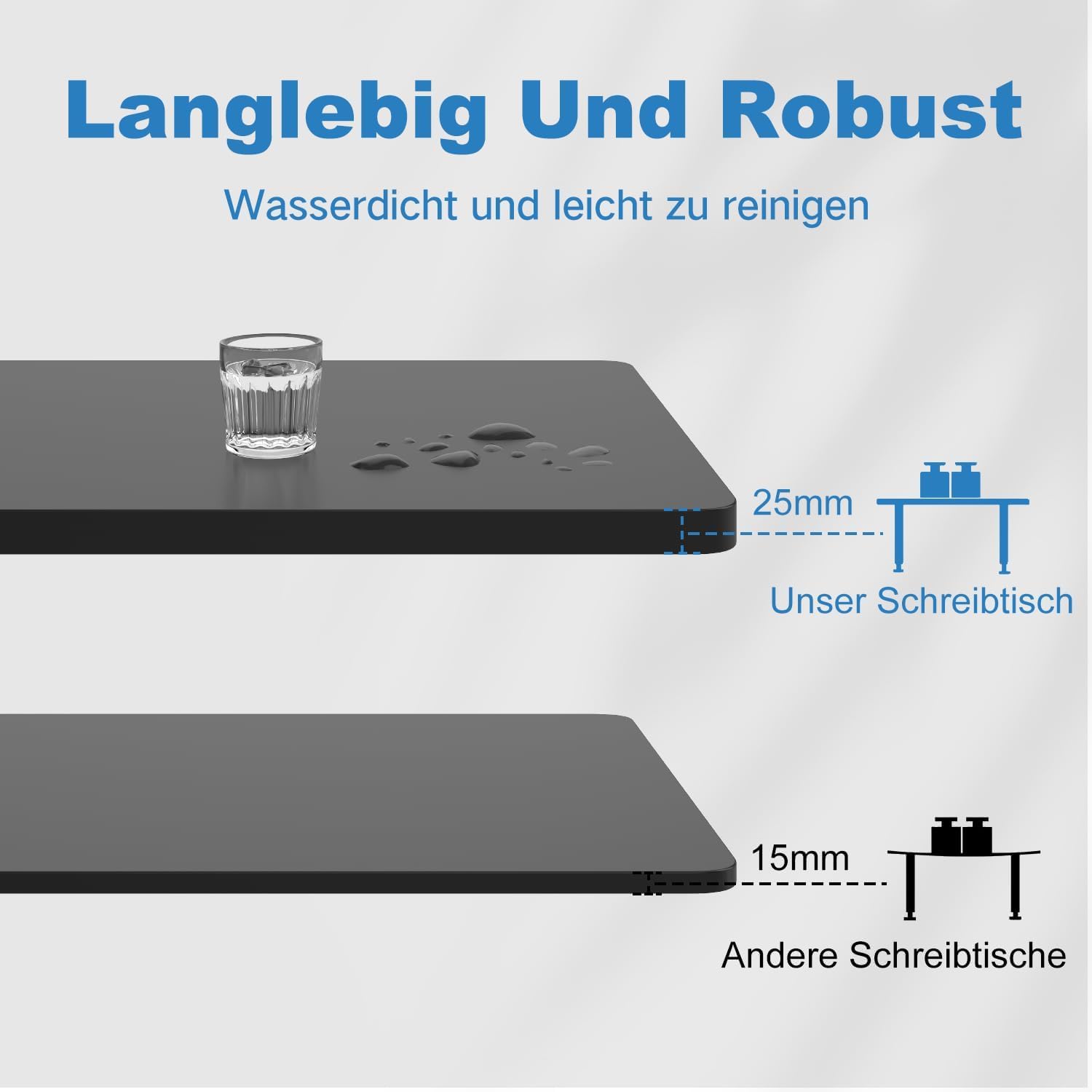 Devoko Höhenverstellbarer Schreibtisch mit 2 Motoren, 25 mm einteilige Tischplatte, 140 x 70 cm, mobiler elektrischer Computertisch mit Kabelmanagement, Eiche, perfekte Ergonomie für Ihr Büro – Bild 9
