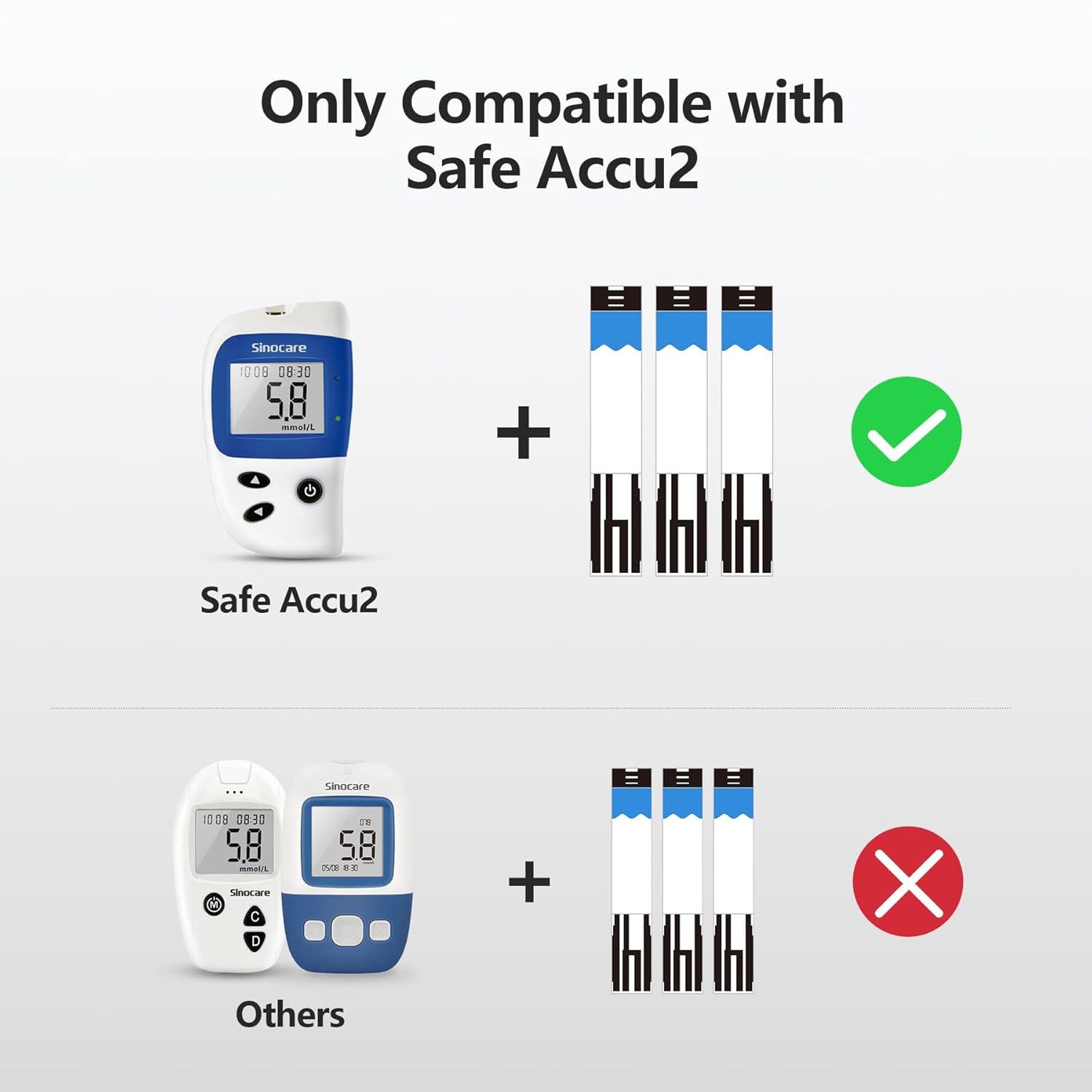Sinocare sinocare Safe-Accu2 Blutzuckerteststreifen, Glukoseteststreifen (nur Teststreifen, keine Lanzetten), 200 Stück – Bild 4