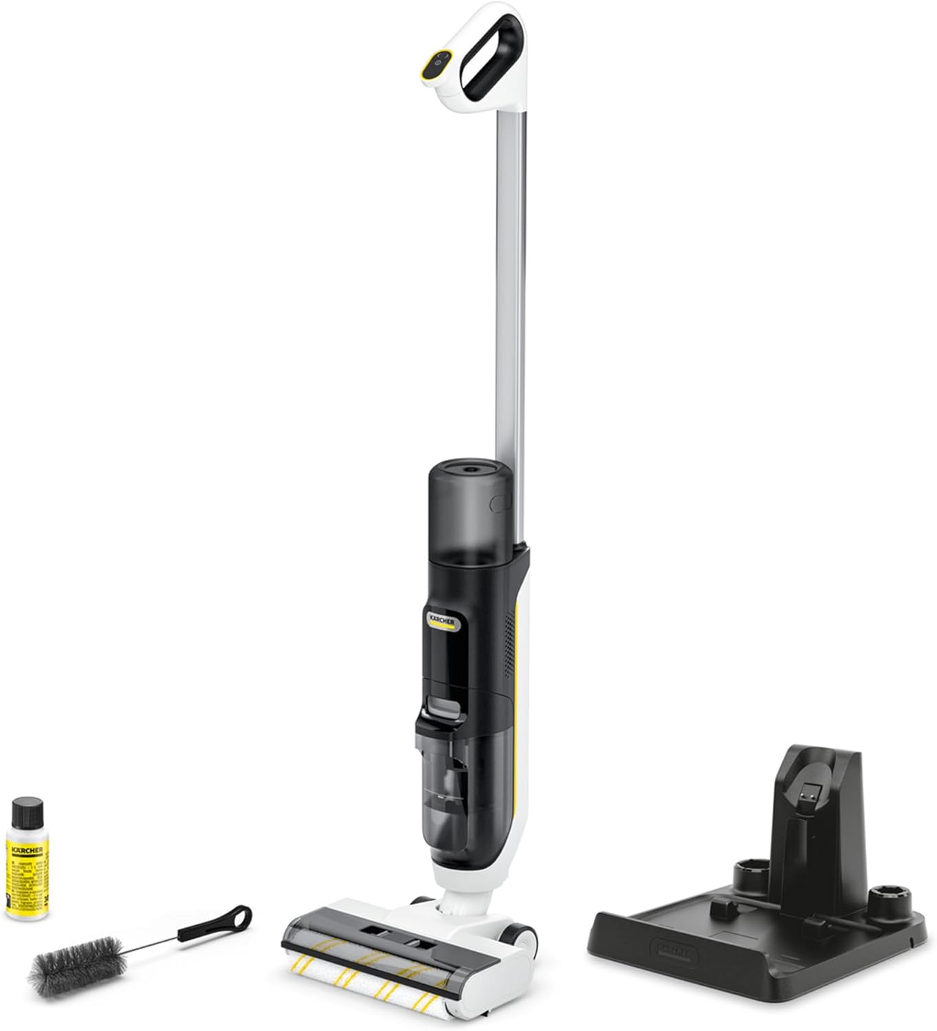 Karcher FCV 3 Staubsauger-Wischer, kabelloser Saugmopp mit 3 Reinigungsmodi, Akkulaufzeit: ca. 30 Minuten, Oberflächenkapazität pro Akkuladung: ca. 130 m², Weiß
