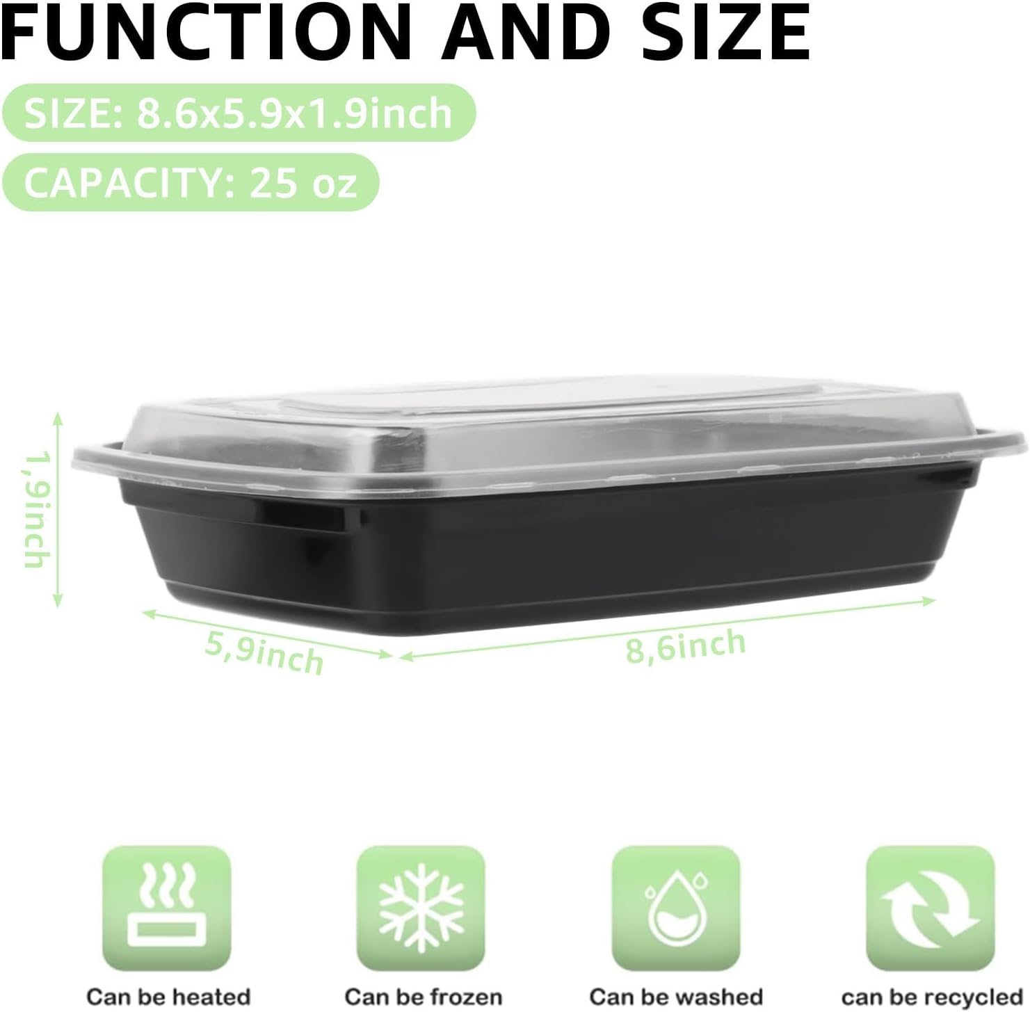 25 Stück Meal Prep Boxen, 750 ml Prep Meal Boxen, Meal Prep Behälter aus Kunststoff mit Deckel, spülmaschinenfest, BPA-freie Lunchbox, wiederverwendbar, Camping, Picknickbox – Bild 2