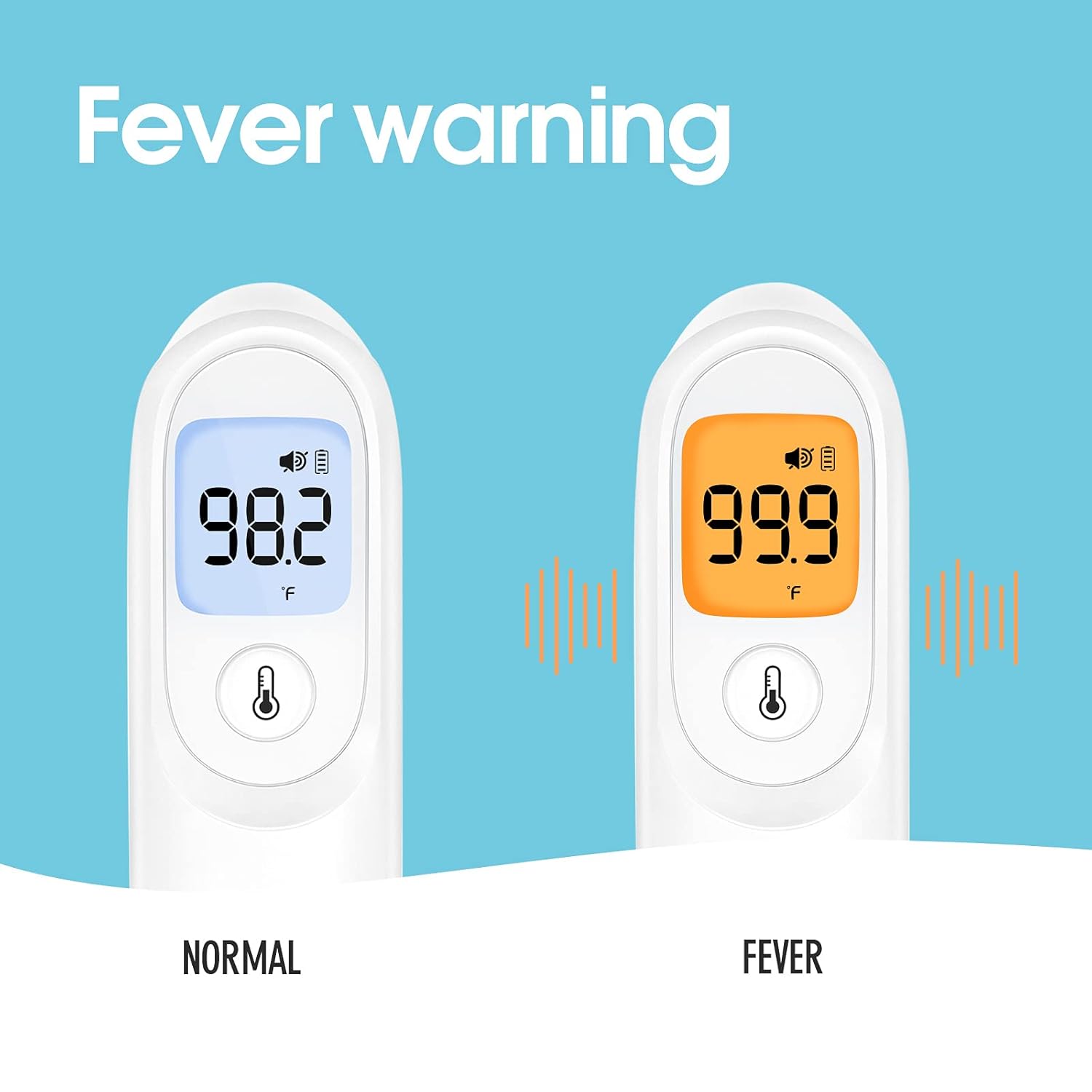 yuwell Kontaktloses Fieberthermometer für Erwachsene und Kinder, medizinische Qualität, berührungsloses digitales Thermometer, babyfreundlich, 1-Sekunden-Messung, Hochtemperaturalarm, lautloser Modus – Bild 3