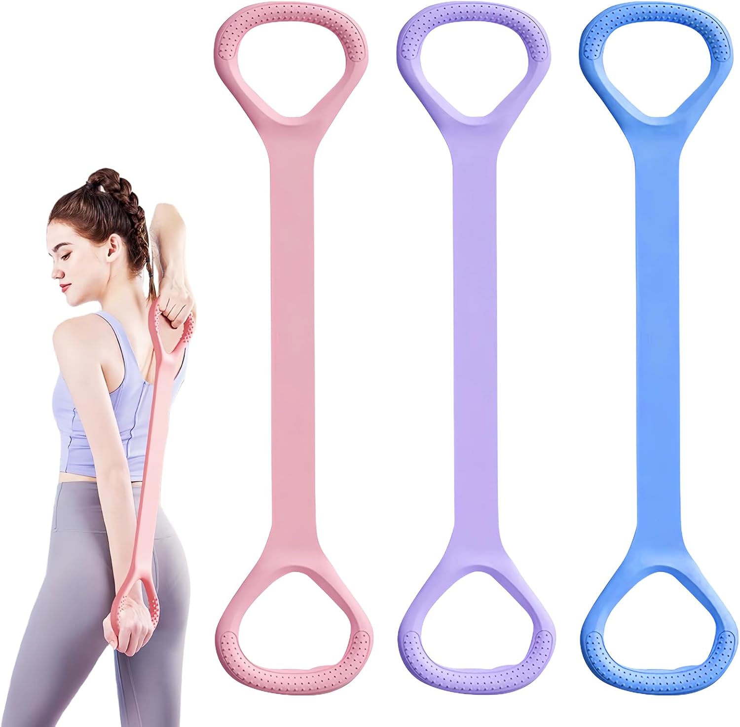 3 Stück Grip Elastic Zugseile, 45 cm Pilates Squat Chest Expander, Muskeltraining Extender, Figur 8 Widerstandsbänder, Übungsbänder Pilates Stretchbänder für Finesstraining Gymnastik Yoga Pilates