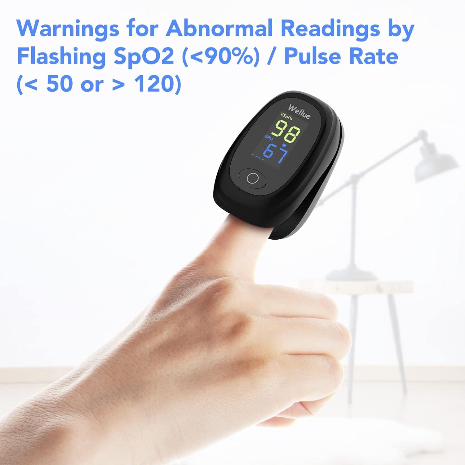 Wellue Pulsoximeter, Blutsauerstoffmonitor Finger, Fingerspitzen-Pulsoximeter für erwachsene Kinder, SP O2 PI Level und Herzfrequenzmonitor – Bild 3