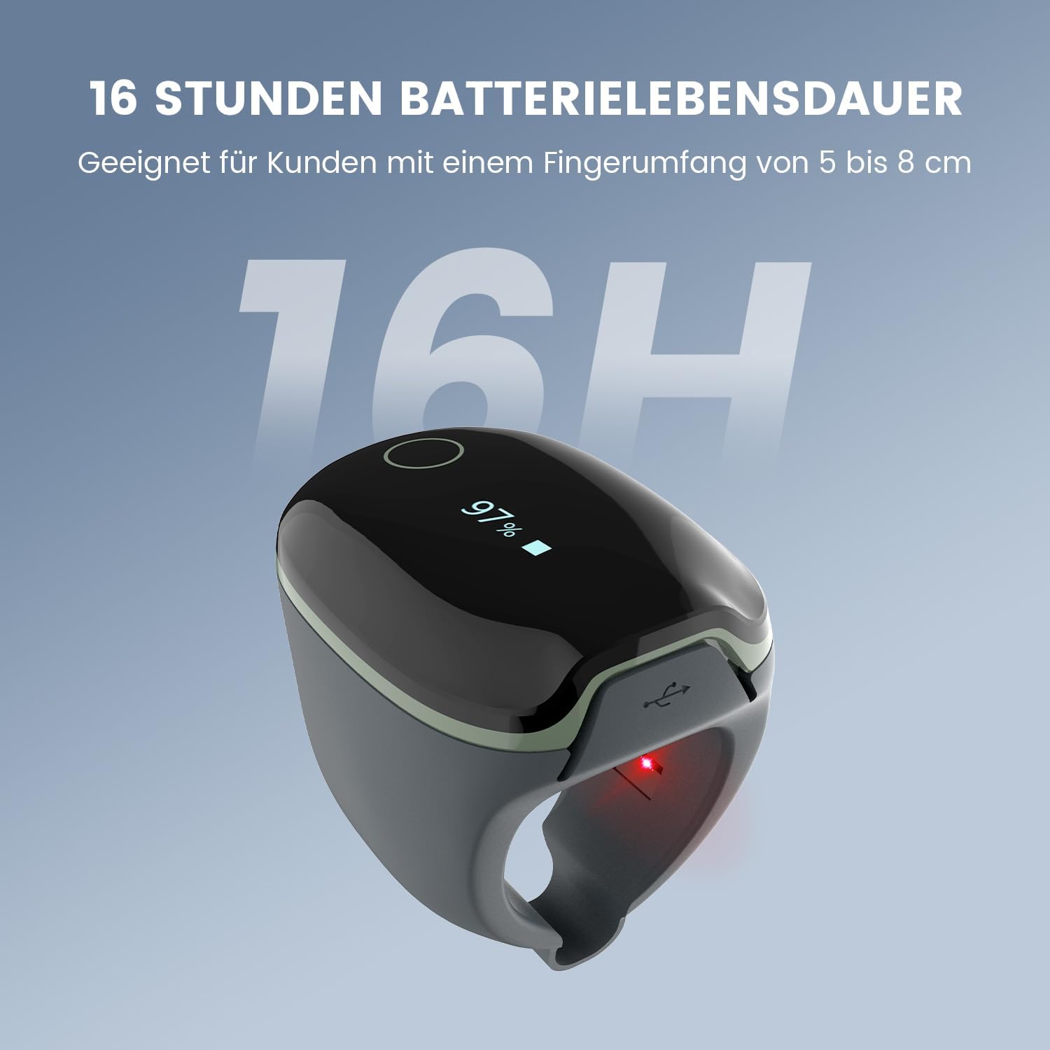 ViATOM O2ring Bluetooth Oximeter, Pulsoximeter Fingertip für kontinuierliche Überwachung Nachts, Schlafoximeter zur Messung von SpO2 & Herzfrequenz (Erweiterte Funktionen) – Bild 5