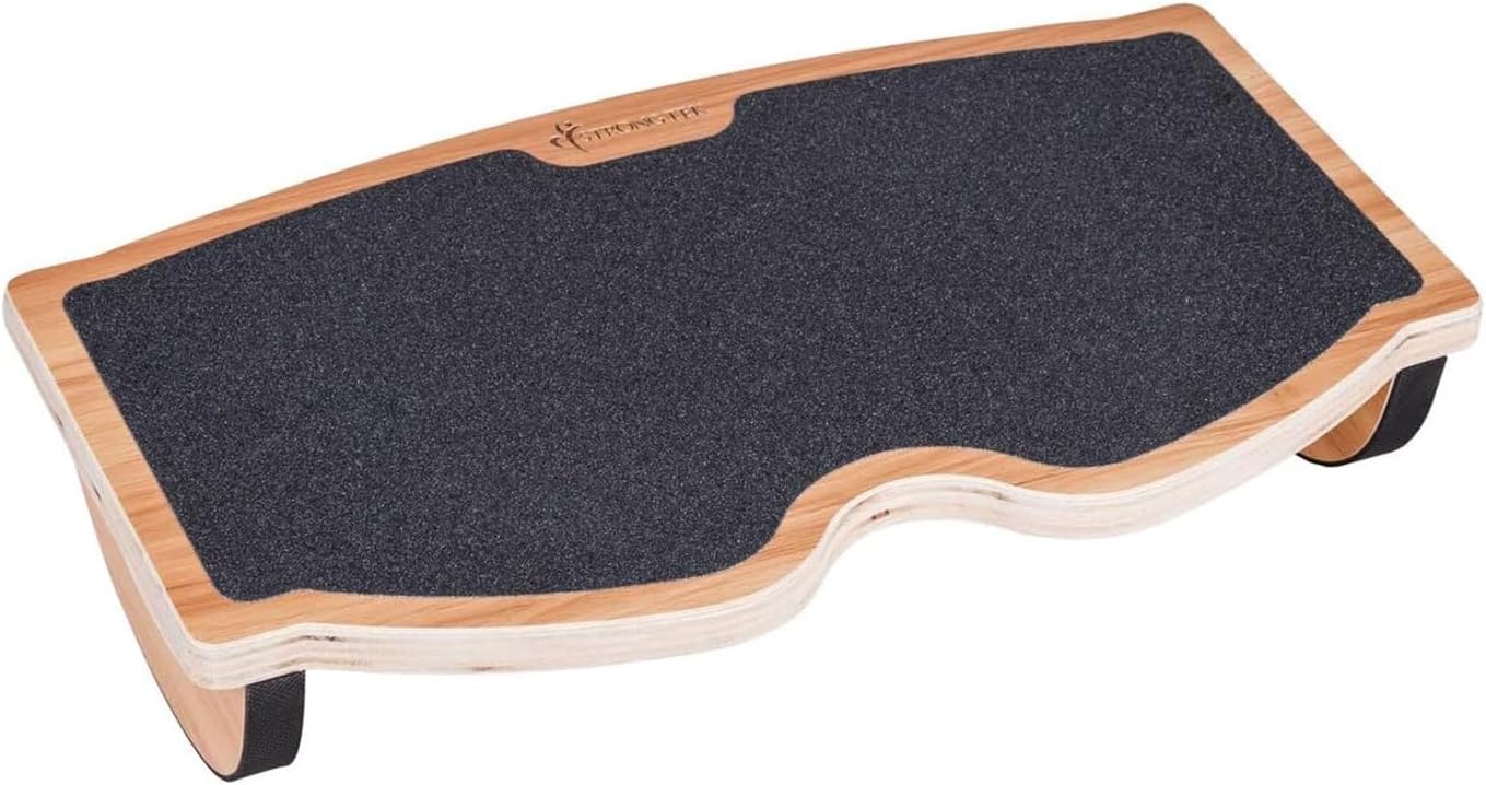 StrongTek Fußstütze unter dem Schreibtisch, Schreibtisch-Fußstütze, Schaukelfuß-Pflegehocker, Rocker Balance Board, Naturholz, rutschfest, ergonomische Druckentlastung zur Haltungsunterstützung, Zuhause, Büro (18 B x 11 L)