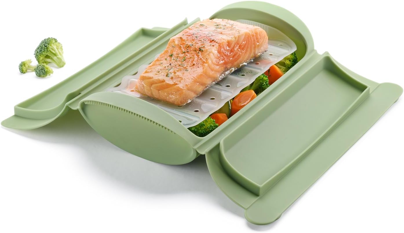 Lékué Silikon-Dampfgarer mit Ablage für 1,2 Portionen – Bild 5