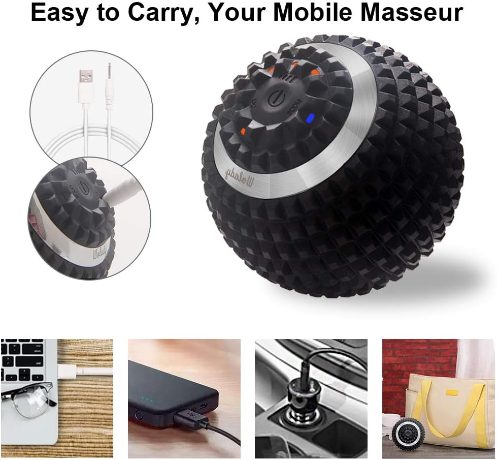 Elektrischer Massageball, vibrierender Massageball, Faszienball zur Selbstmassage für Muskeln und Plantar, über USB wiederaufladbar, Schmerzlinderung, Muskelverspannungen – Bild 5