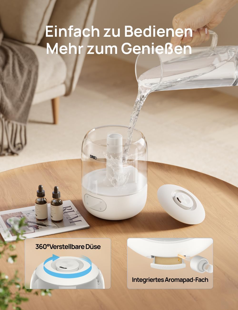 DREO Luftbefeuchter für Schlafzimmer, Luftbefeuchter mit kühlem Nebel für Zuhause und große Räume, leiser Luftbefeuchter für Babys, Nachtlicht, ätherischer Diffusor, schneller Ultraschall-Luftbefeuchter – Bild 7