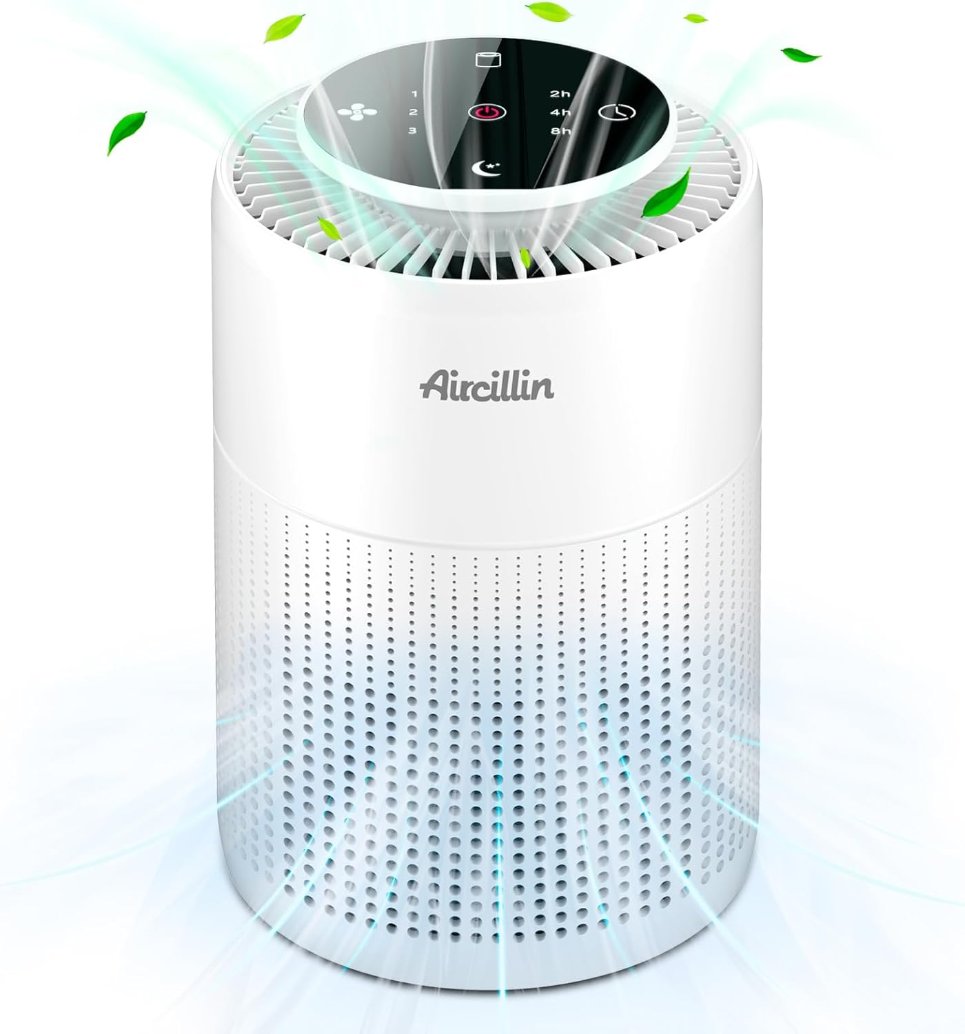 Aircillin Luftreiniger für Allergiker mit Aromatherapie, mit 4-stufigem H13 HEPA-Filter, 6 W Energieeinsparung, 23 dB, HEPA-Luftfilter gegen 99,97 % Schimmel, Staub, Pollen, Tierhaare und Gerüche (AP070B)