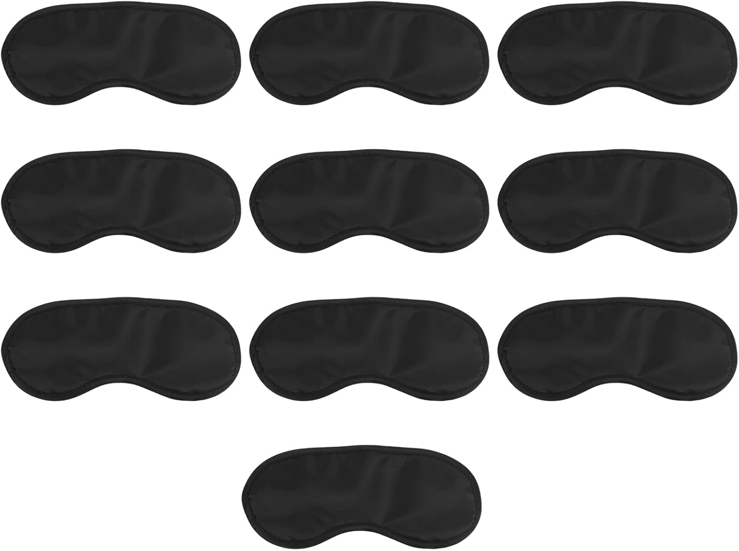 10 Stück Schlafmasken für Damen und Herren, leichte Augenbinde-Schlafmaske, Augenmaske, Nachtmaske, mit verstellbarem Gummiband, für Reisen, Schichtarbeit, Schwarz