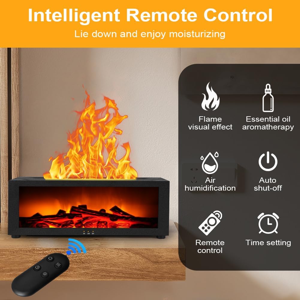 Flammen-Aroma-Diffusor, 7-Farben-Licht-Aroma-Diffusor für Duftöle, mit Fernbedienung, für Zuhause, Wohnzimmer, Schlafzimmer, Yoga, Spa, Büro – Bild 5