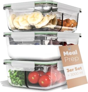 Meal-Prep-Glasboxen mit Fächern | ...