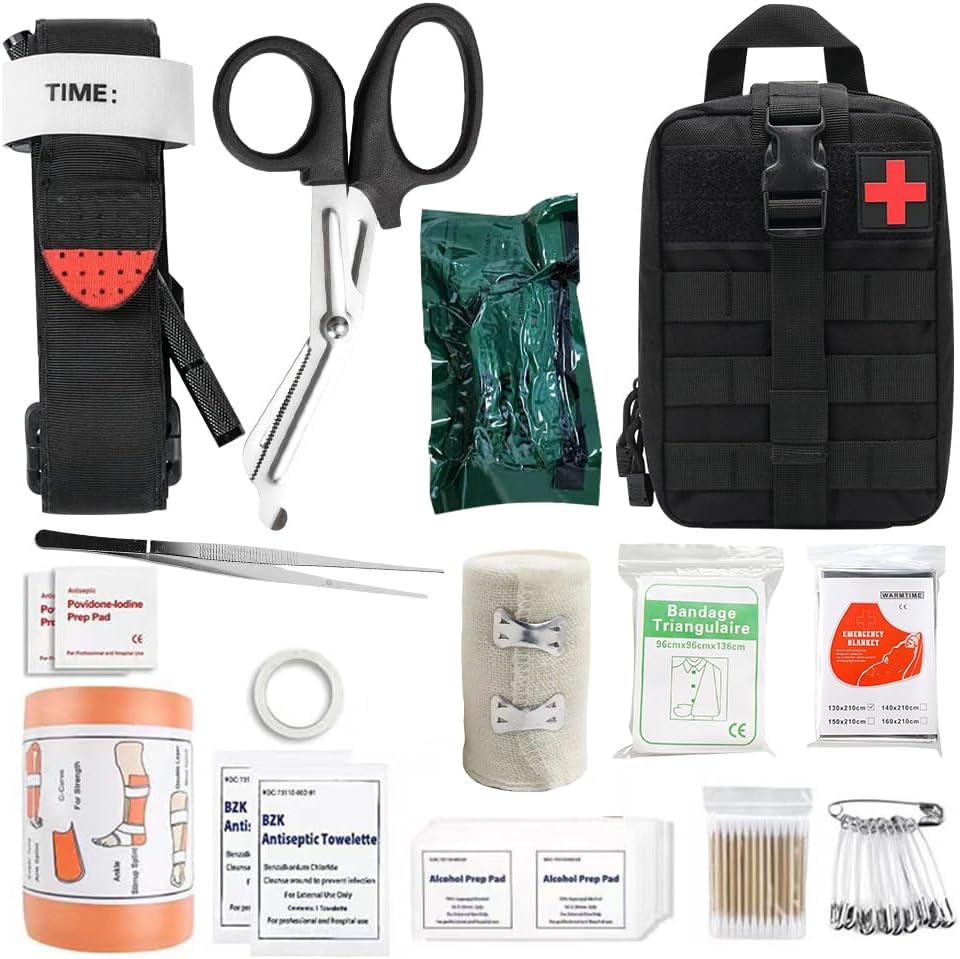 46-teiliges Erste-Hilfe-Set für den Außenbereich, Erste-Hilfe-Trauma-Set, militärische Notfall-Trauma-Überlebensausrüstung, medizinische taktische Tasche für Outdoor-Camping, Auto, Zuhause