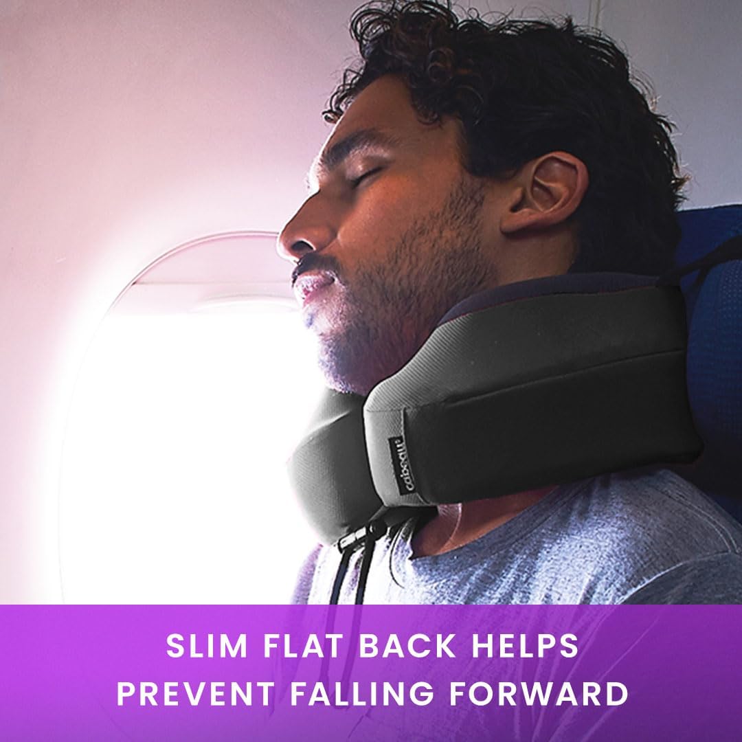 Cabeau Evolution S3 Reisekissen – lässt sich mit Gurten am Flugzeugsitz befestigen – sorgt dafür, dass Ihr Kopf nicht nach vorne fällt – entspannen Sie sich mit weichem Memory-Schaum – schnell trocknender Stoff hält Sie kühl und trocken (Indigo) – Bild 6