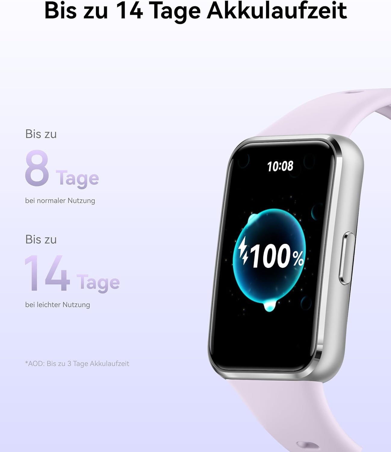 HUAWEI Band 11 Smartwatch, Fitness-Tracker mit 1,62-Zoll-AMOLED-Display, 1500 Nits, Herzfrequenz- und Schlaf-Tracking, SpO2, bis zu 14 Tage Akku, emotionales Wohlbefinden, Bluetooth, Android und iOS, Lila – Bild 9