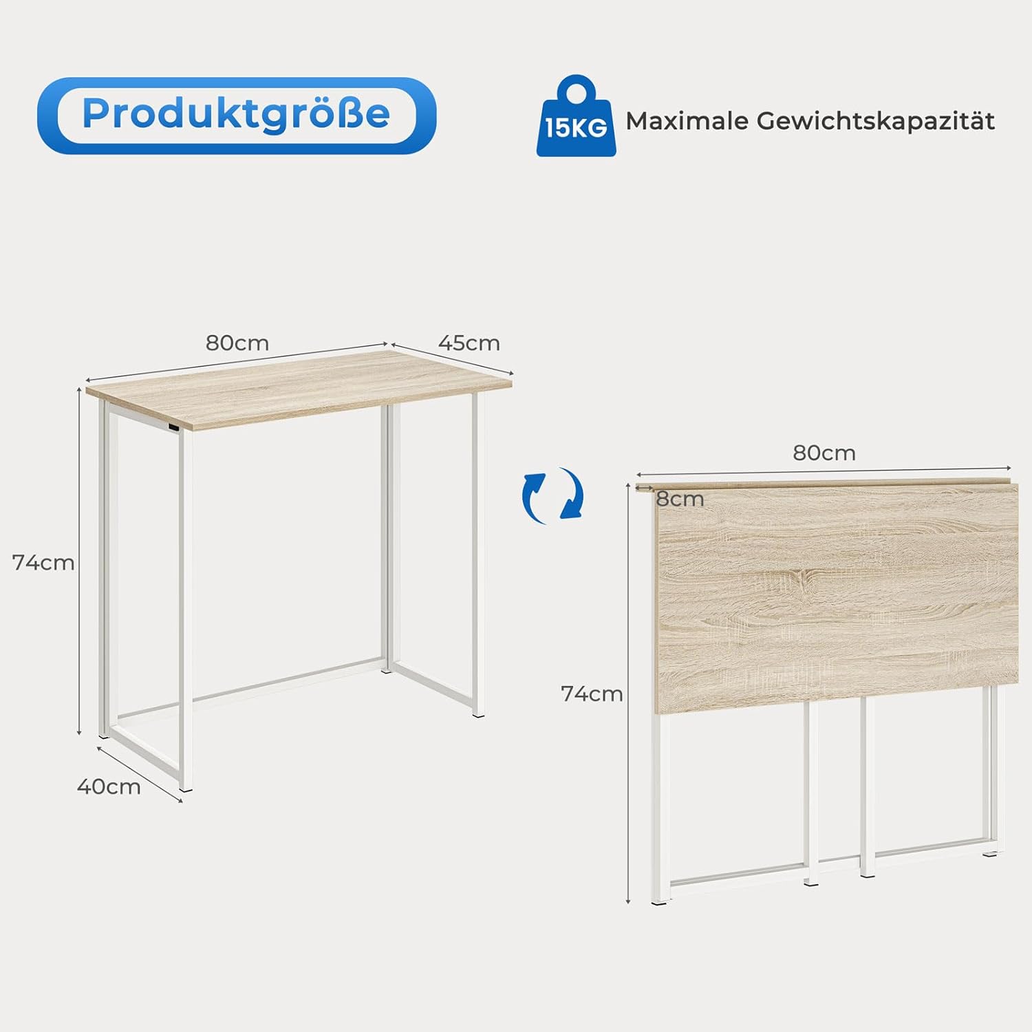 Dripex faltbarer Schreibtisch, Computertisch für Heimbüro, Lernen – Bild 3