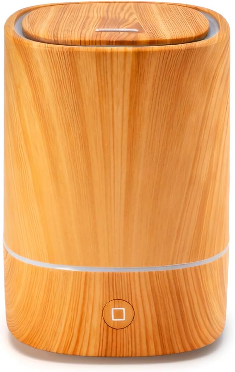 Youyijia Aromadiffusor für ätherische Öle, 125 ml, Ultraschalldiffusor mit Luftbefeuchter & 7 Farben LED, Design in Holzoptik, automatische Abschaltung, leiser Duftdiffusor für Schlafzimmer (Holzfarbe)