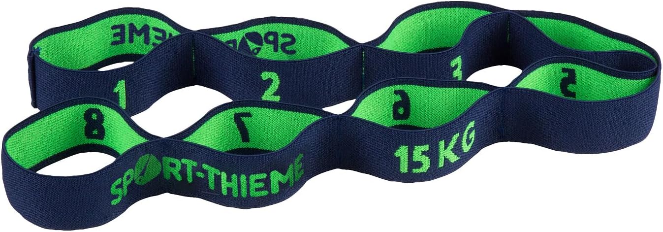 Sport-Thieme Fitnessband für Arme und Beine, elastisches Textilband, Gymnastikband, Widerstandsband mit Schlaufen, 3 Zugstärken und Farben: L: 96 cm Latex-Polyesterfäden Markenqualität – Bild 2