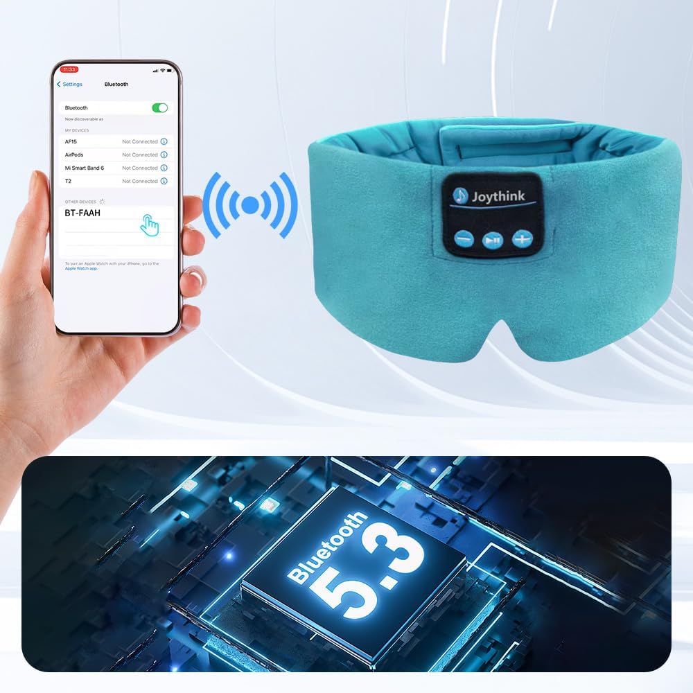 Joythink Schlafmaske aus Seide mit Bluetooth-Kopfhörern zum Schlafen und Reisen, verstellbare Augenmaske mit dünnem Lautsprecher für Kinder und Jugendliche – Bild 8