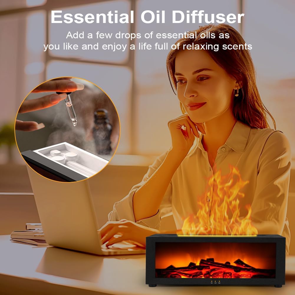 Flammen-Aroma-Diffusor, 7-Farben-Licht-Aroma-Diffusor für Duftöle, mit Fernbedienung, für Zuhause, Wohnzimmer, Schlafzimmer, Yoga, Spa, Büro – Bild 6