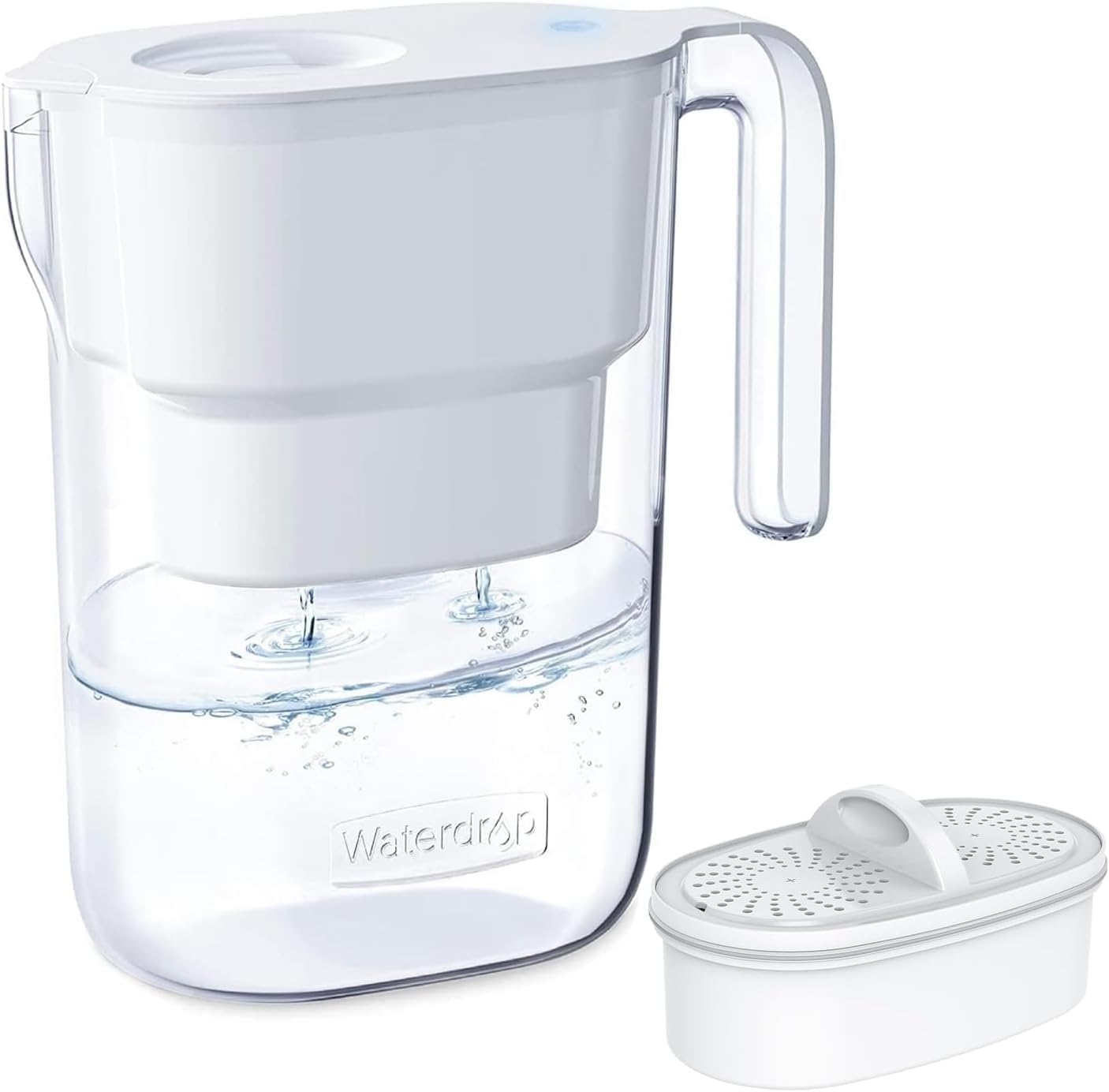 Waterdrop Elfin Kühlschrank-Wasserfilterkrug mit 3-Monats-Filter, 2,5 l, reduziert Fluorid, Chlor und mehr, NSF-zertifiziert, BPA-frei, Weiß (Ersatzfilter: WD-PF-01A Plus)