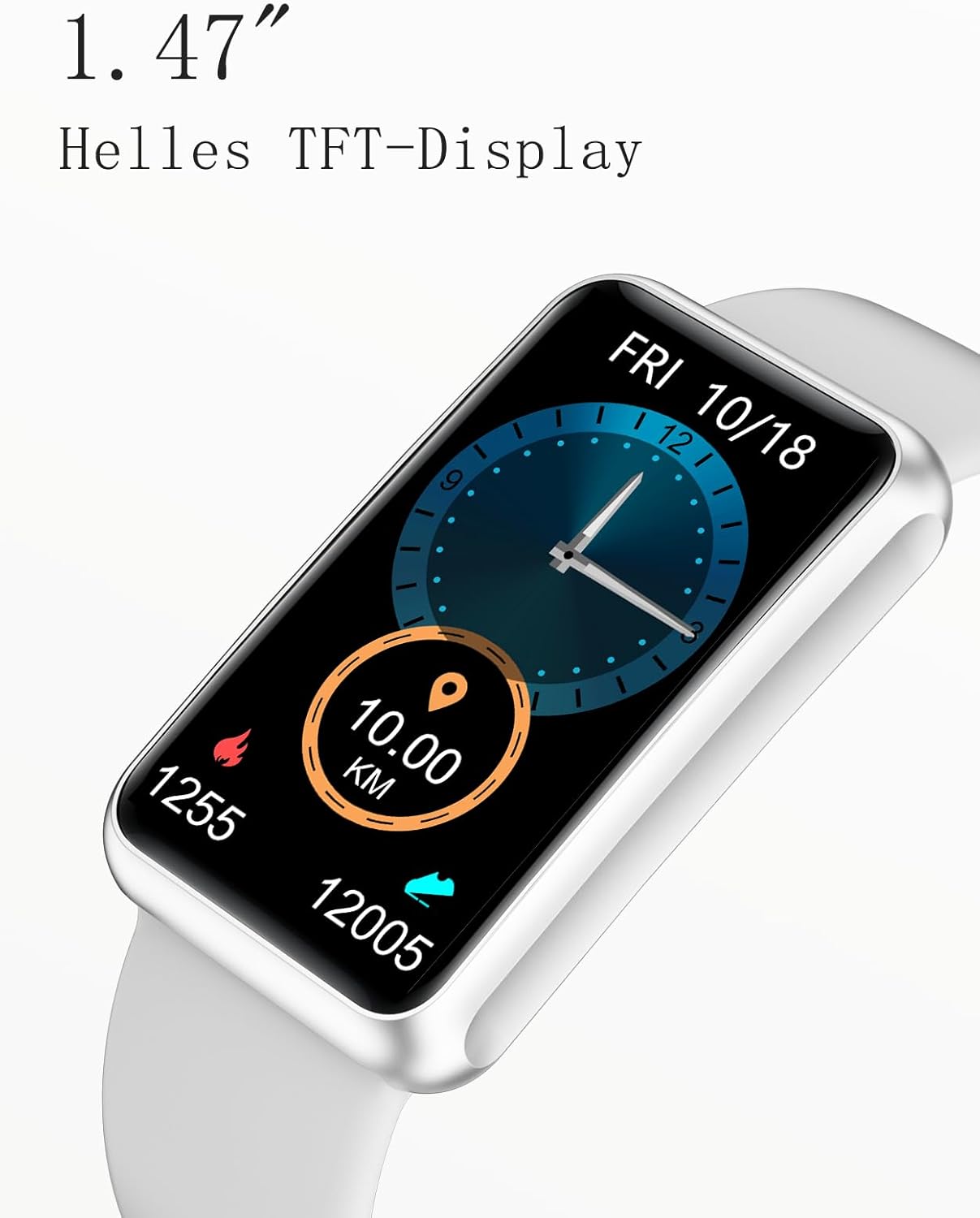 Schrittzähler-Uhr (ohne App/ohne Mobiltelefon), 1,47-Zoll-Bildschirm, einfacher Fitness-Tracker, Smartwatch mit Kalorienzähler, Schlafüberwachung, Stoppuhr, wasserdichter Timer, Gehen, Laufen, Fitnessuhr für Senioren/Männer/Frauen – Bild 9