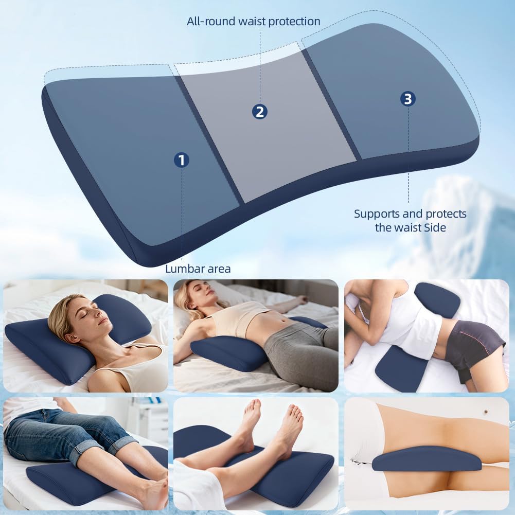 HOTUT Lendenwirbelstützkissen, orthopädisches Memory-Schaum-Lendenkissen, Lendenkissen zum Schlafen für Bett, Sofa, Stuhl, Auto und Bürostuhl (Dunkelblau) – Bild 6
