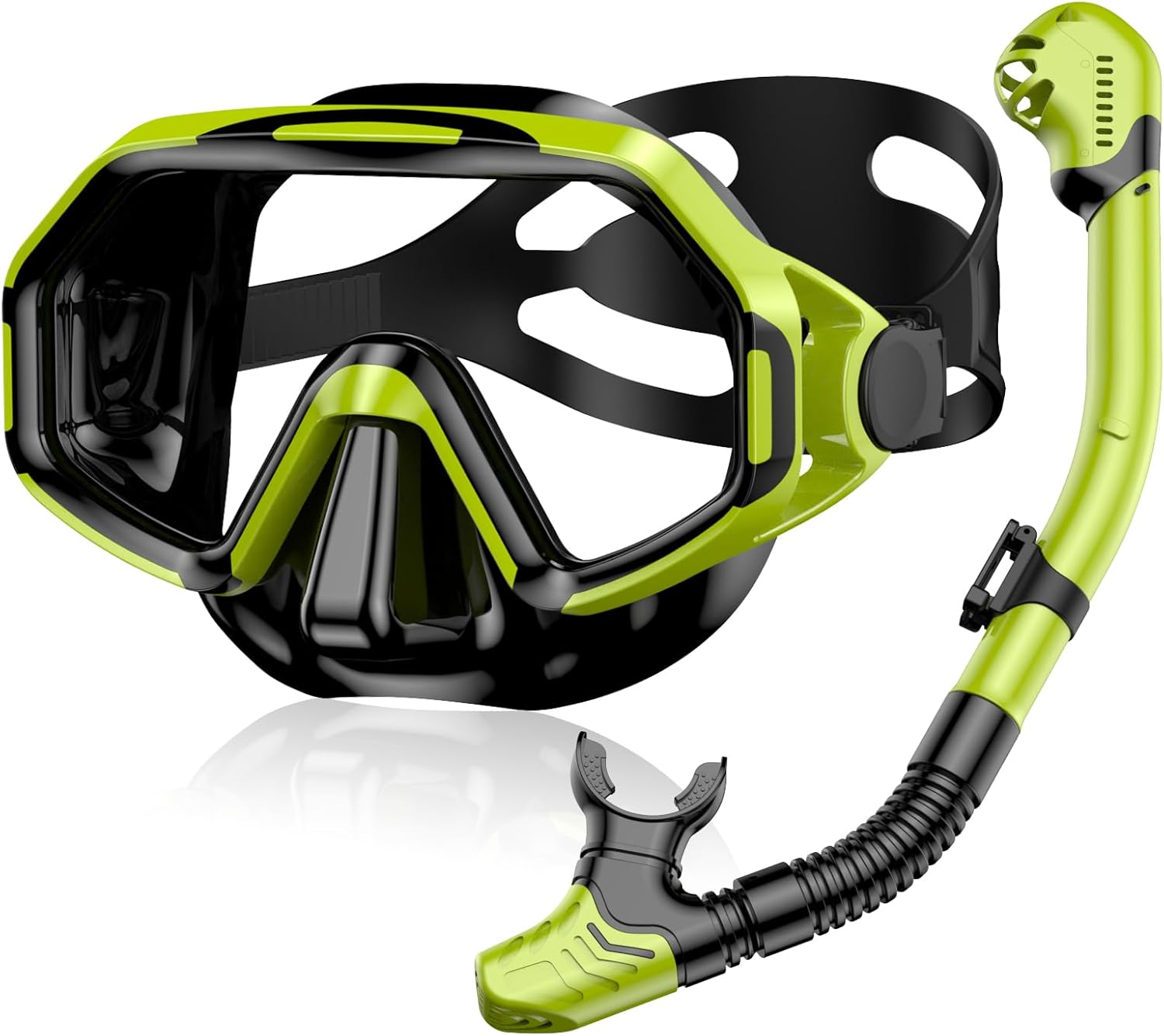 Schnorchel-Set für Erwachsene, Antibeschlag-Schwimmbrille aus gehärtetem Glas und Trockenschnorchel für Damen und Herren, Schnorchelausrüstung zum Schwimmen, Tauchen und Schnorcheln