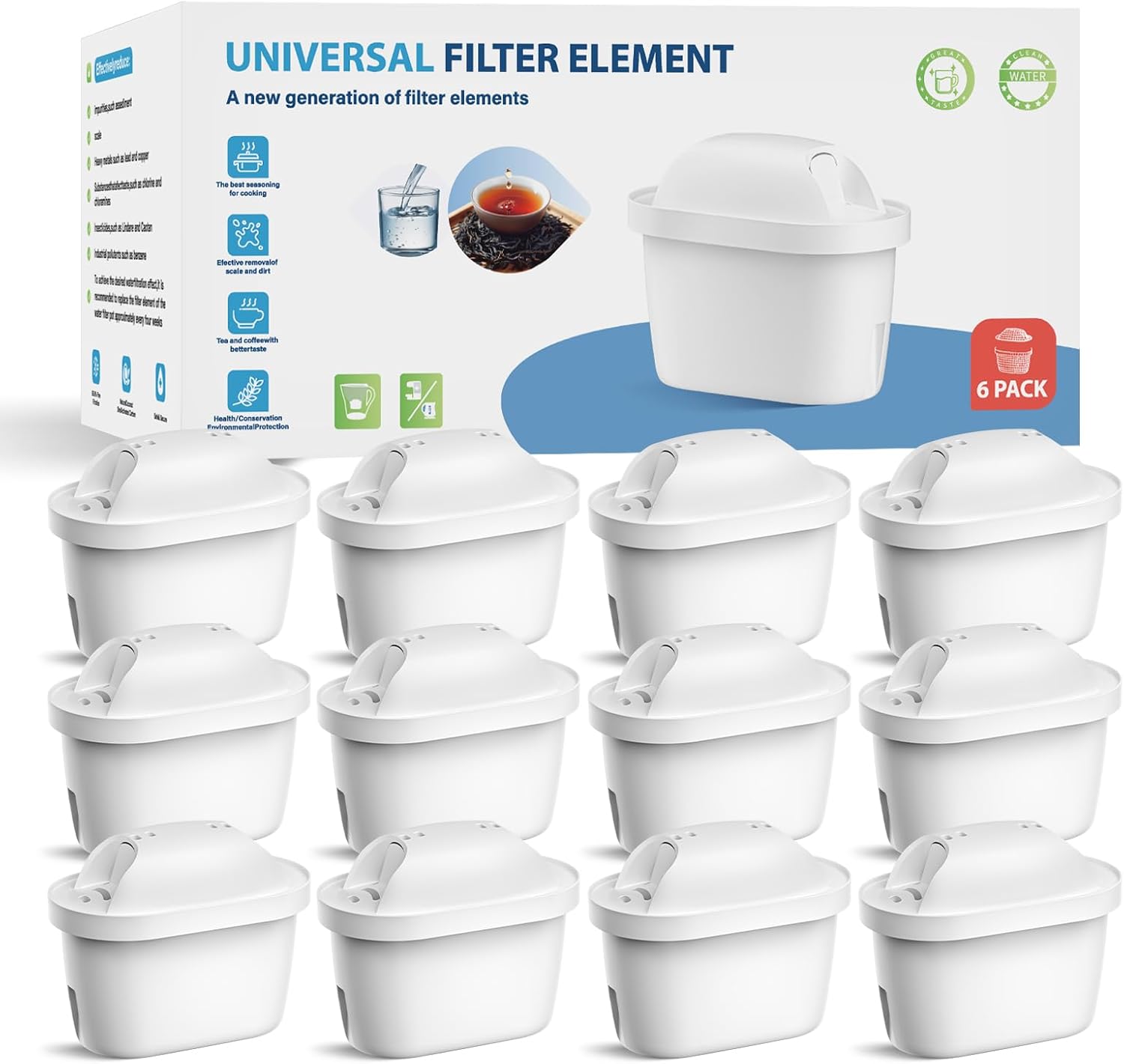 Wasserfilterkartuschen, Ersatz für Brita Maxtra Pro Marella Maxtra Plus, Filtert Kalk, Wasserkocher-Filterkartuschen, kompatibel mit Brita All-in-1 (12, 12P)
