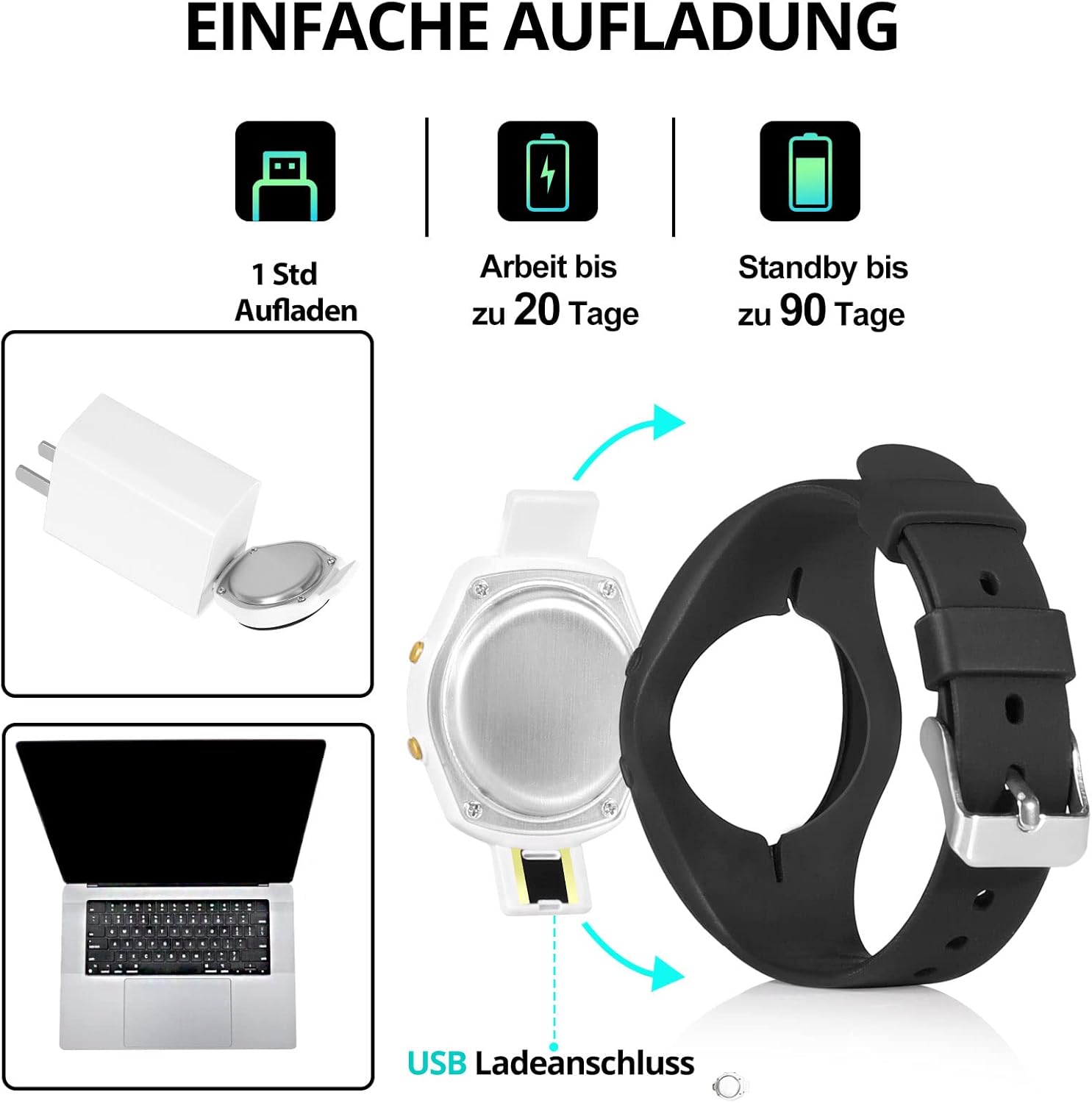 LEBEXY Schrittzähler-Uhr, einfacher Schrittzähler, ohne Bluetooth/ohne App/ohne Handy, Fitness-Armband, Tracker zum Joggen, Walken, Laufen für Damen und Herren, Fitness-Uhr für Schwimmen, Sauna – Bild 5