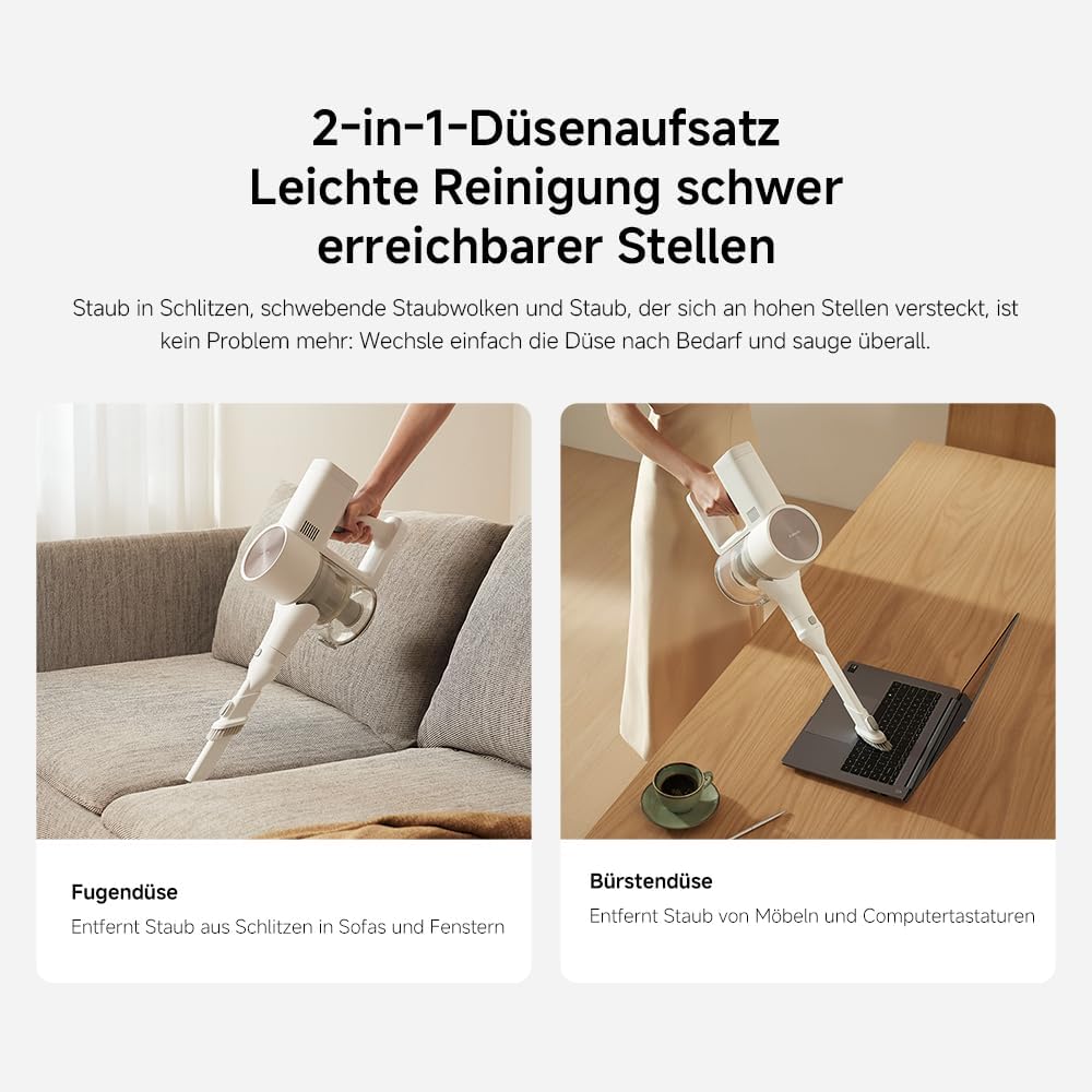 XIAOMI G20 Akku-Staubsauger, 25 kPa/150 AW Saugleistung, bis zu 60 Minuten Laufzeit, 99,9 % Filterleistung, Bodensuchscheinwerfer, Akku-Staubsauger für Hartböden, Teppiche und Tierhaare – Bild 10