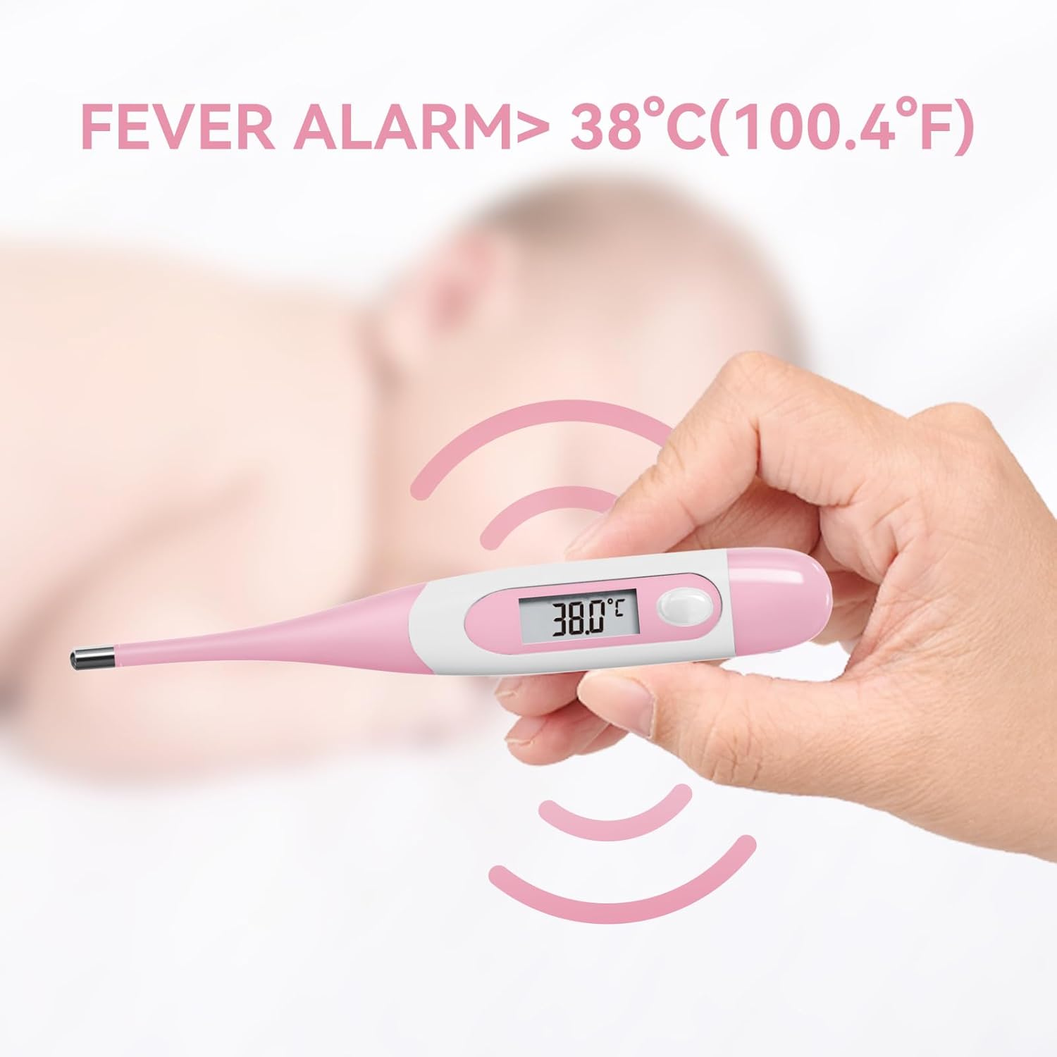 Snomd Digitales Fieberthermometer für Erwachsene und Kinder, medizinisches Thermometer mit Fieberalarm und flexibler Spitze – Bild 8