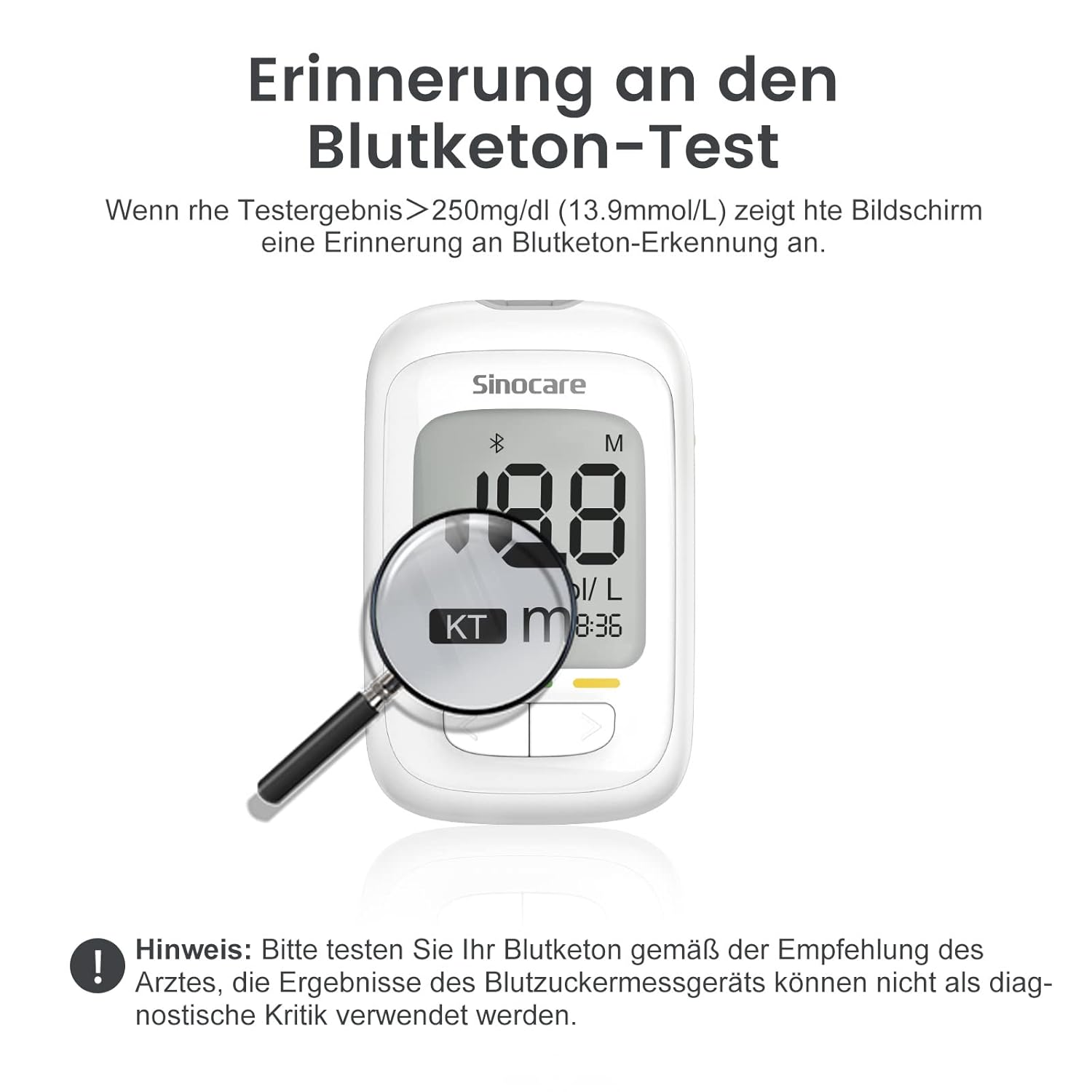 sinocare Blutzuckermessgerät-Set, Upgrade-Zuckermessgerät mit Teststreifen 50, Starter- und ältere Bedienungsfreundlich (Safe AQ Pro I Blutzuckermessgerät-Set 50) – Bild 4