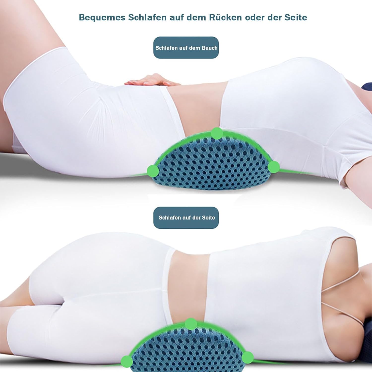 Lendenkissen Memory Foam Lendenkissen: Rückenstützkissen Ergonomisches Druckentlastungs-Rückenkissen Rückenpolster für Bett Stuhl Auto Bürostuhl (Blau) – Bild 3