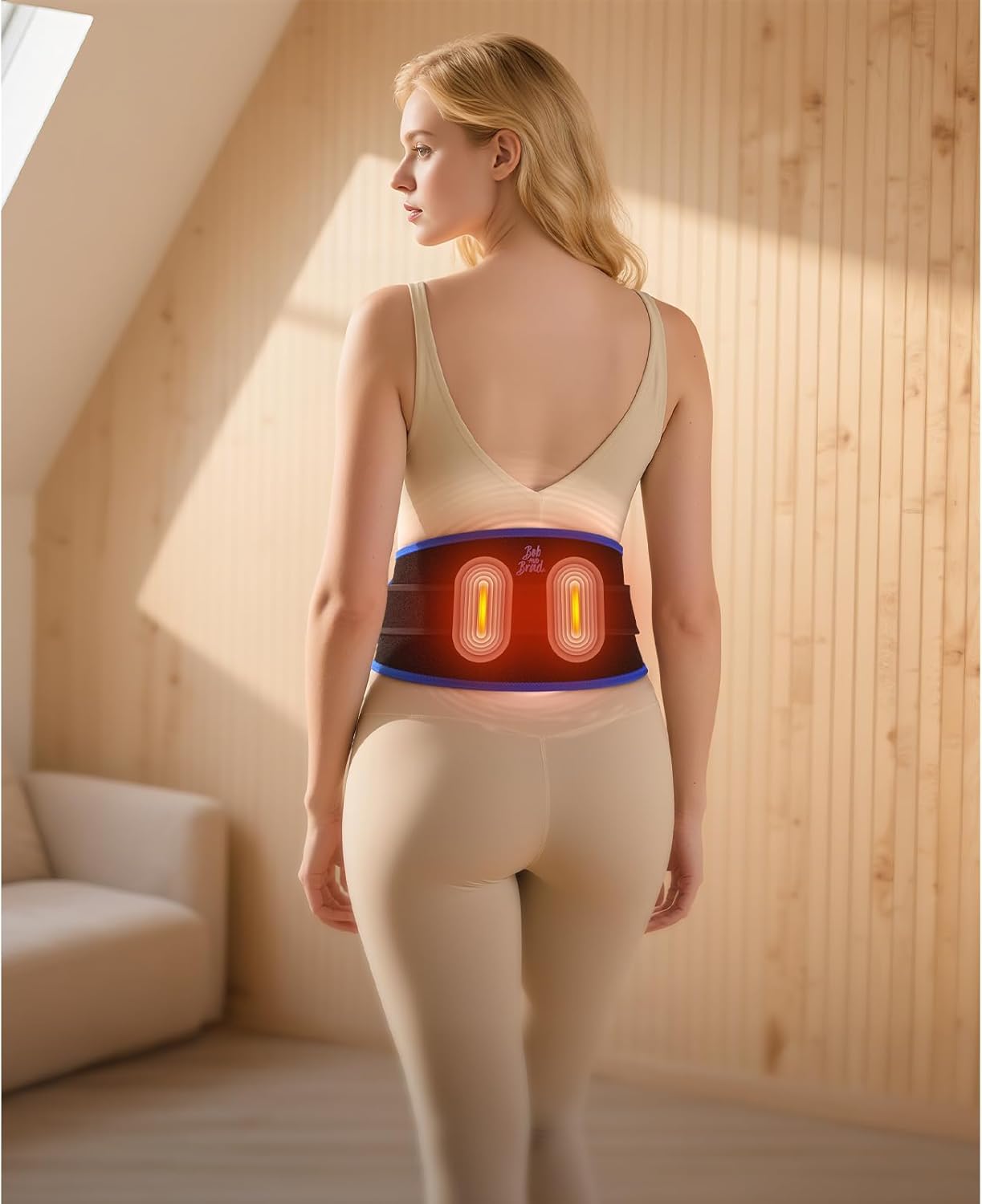 BOB AND BRAD ThermoRed Kabelloser Infrarot-Wärmegürtel mit rotem Licht, Heizkissen für Rücken- und Rückenmassagegerät mit Vibrationsmassage, Muskelverspannungen lindern, Geschenk – Bild 5