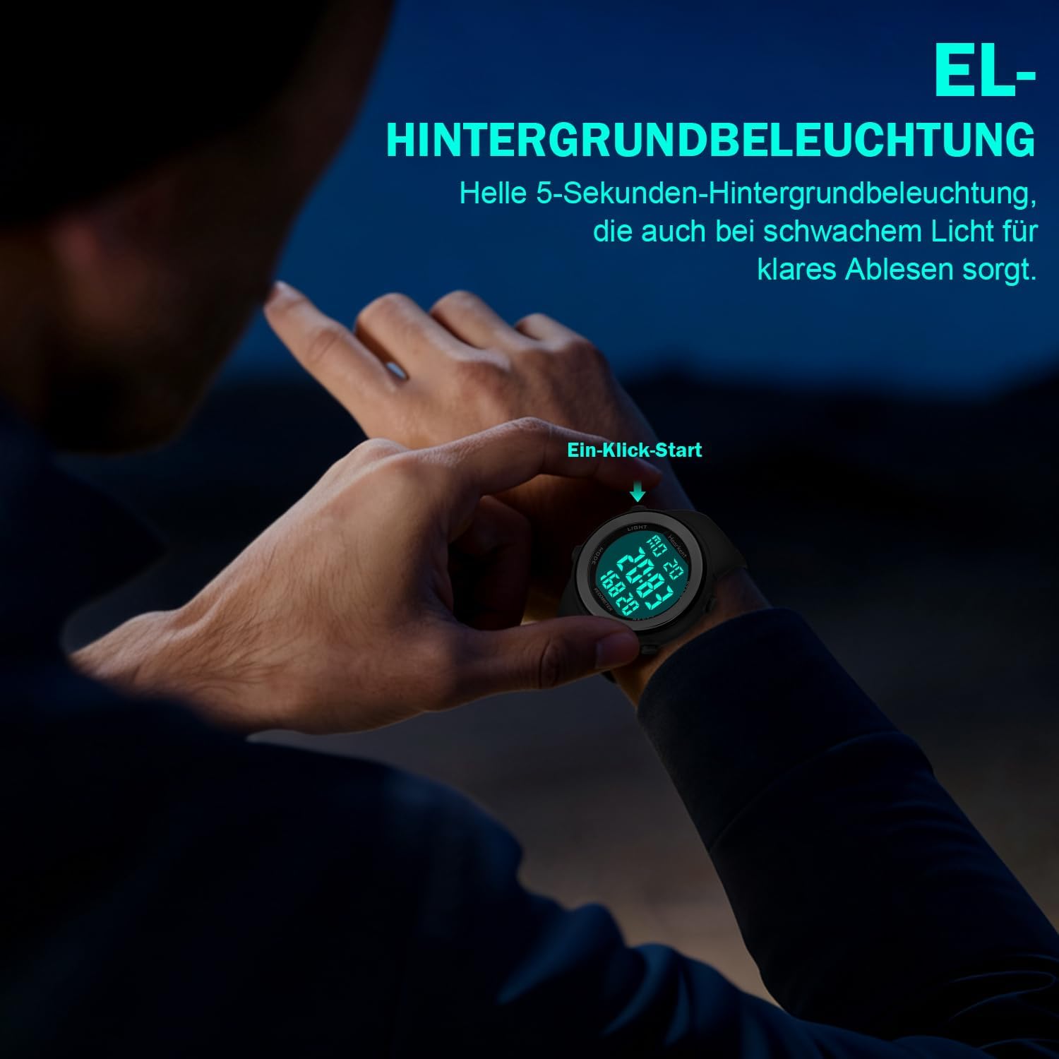 Wasserdichte Schrittzähleruhr von Hearkent für Senioren ohne Bluetooth, keine App erforderlich, mit Schrittzähler, Kalorienzähler und großen LCD-Ziffern – Bild 5