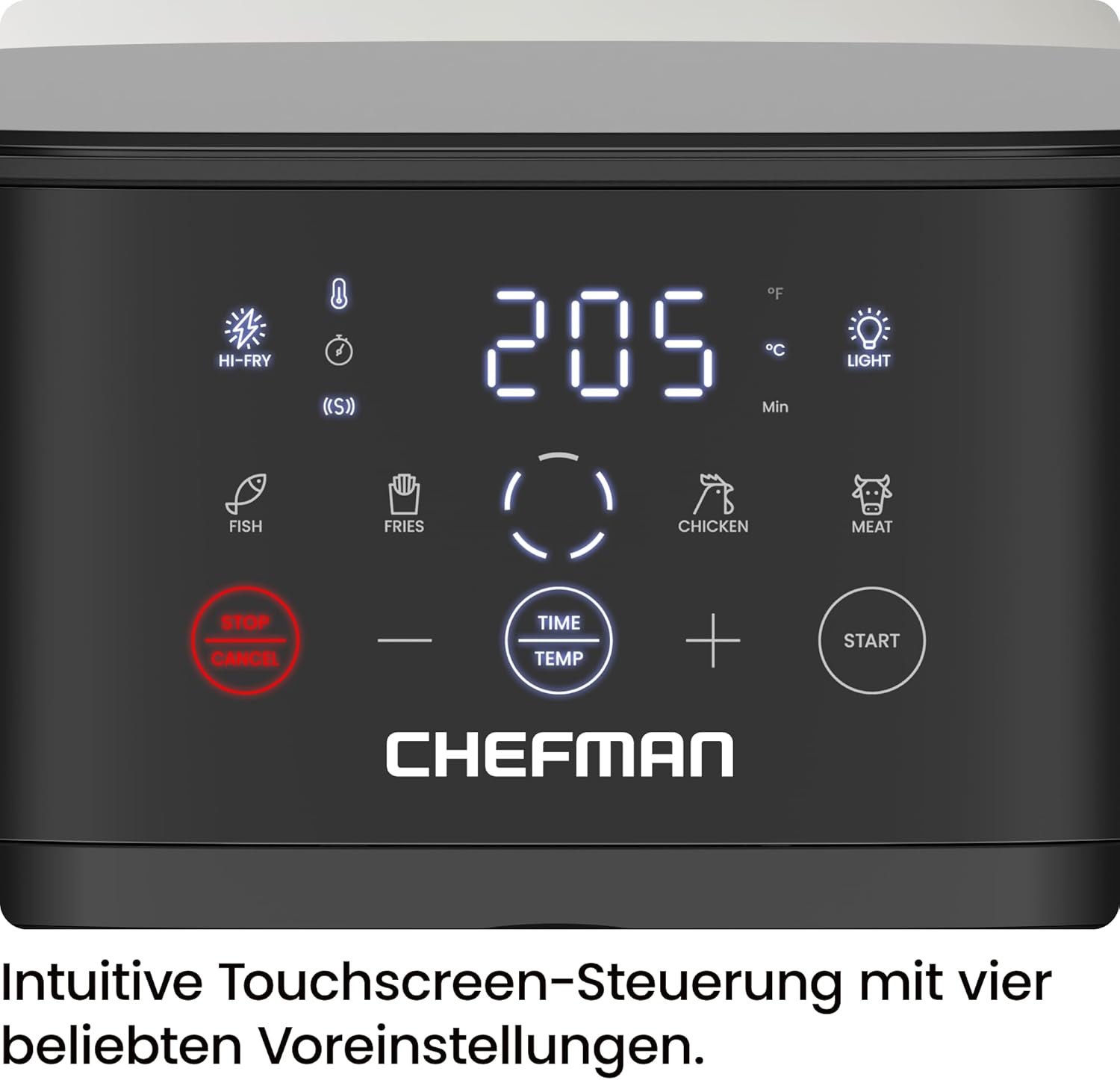 Chefman Heißluftfritteuse, 5,7 l kompakte Heißluftfritteuse, mit Hi-Fry-Technologie, Sichtfenster, Touch-Bedienung, Antihaftbeschichtung und spülmaschinenfest, Schwarz – Bild 4