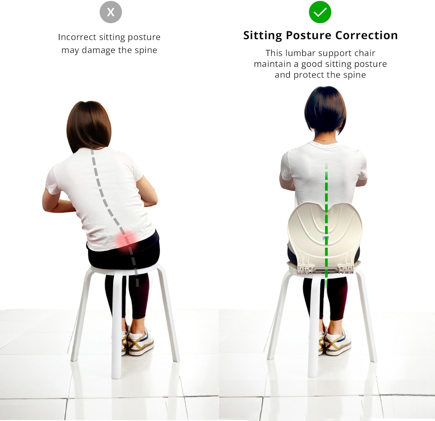 Klappbarer Stuhl zur Unterstützung der Lendenwirbelsäule, ergonomische Kurve zur Haltungskorrektur, Linderung von Rückenschmerzen, perfekt für Bodensitz, Büroarbeit, Hausarbeit, kleine Größe für Kinder, Jugendliche, Teenager (Graublau) – Bild 4