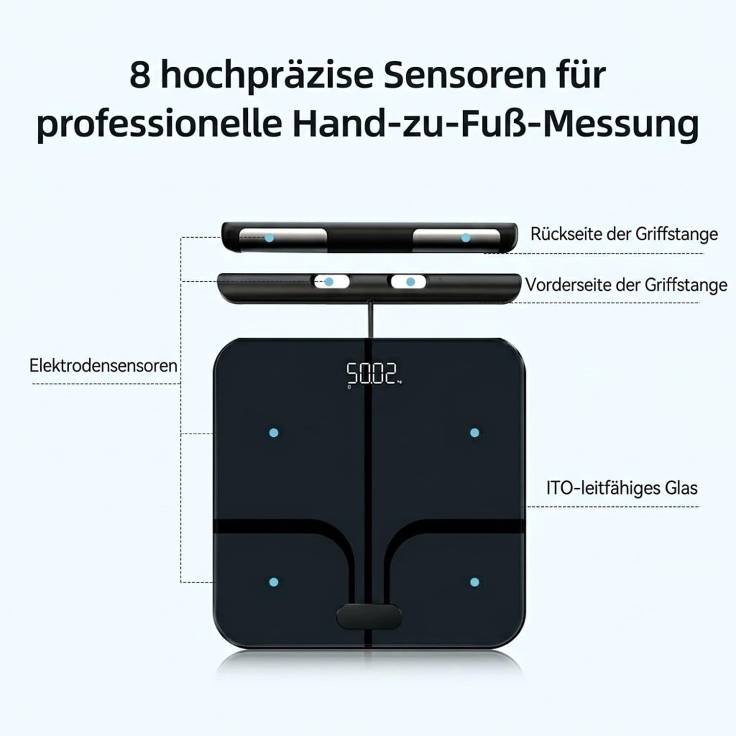 Hume Body Check Körperfettwaage mit 8 Frequenzsensoren, Smart Waage mit App Für Körperfett, Muskelmasse, Bmi, Personenwaage mit Körperfett, 28 Wichtige Kennzahlen Zur Körperzusammensetzung