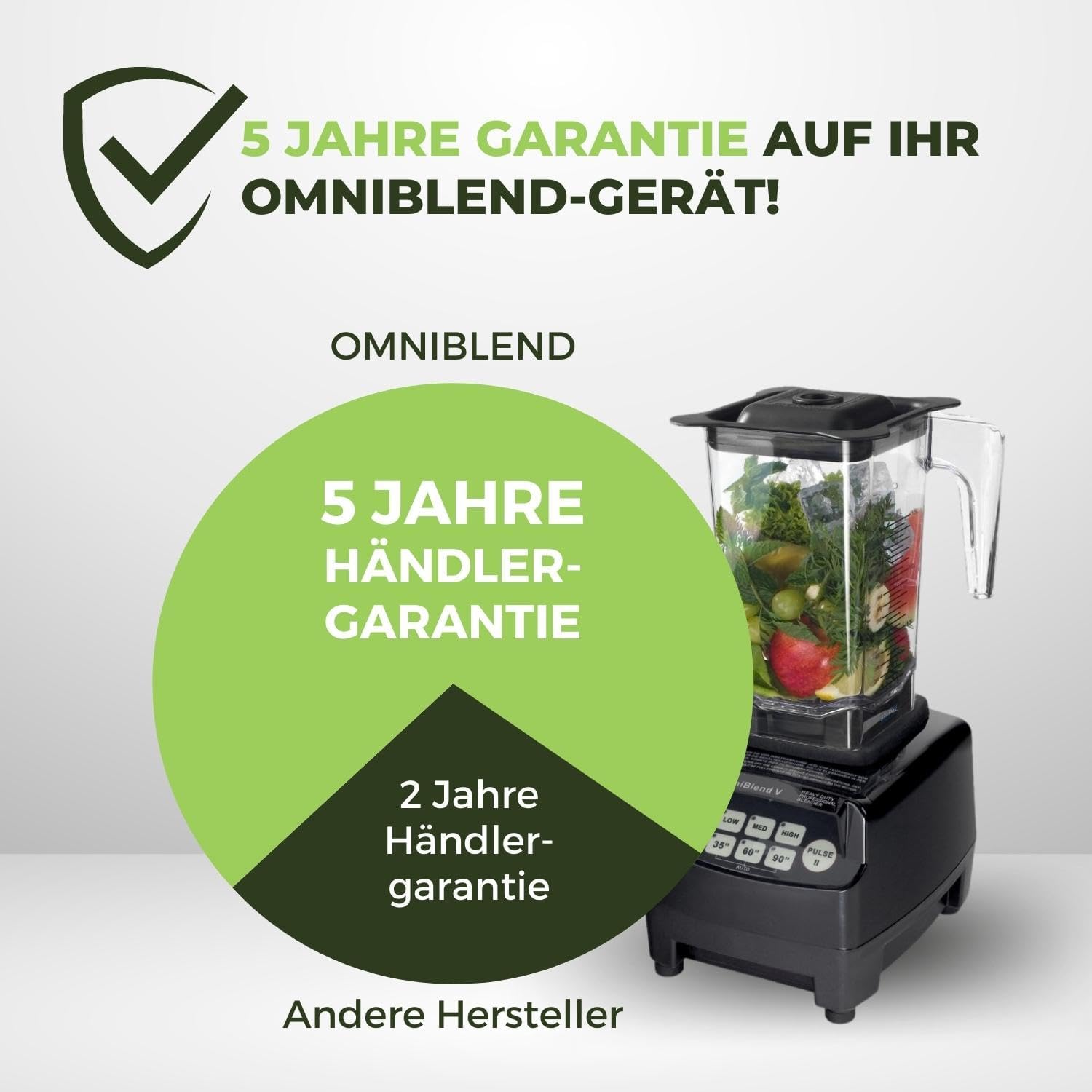OmniBlend Smoothie Maker 1,5 L in Schwarz I Smoothie Mixer inklusive BPA-freiem Behälter & 6-Klingen-System aus Edelstahl I Mixer Smoothie Maker ideal für grüne Smoothies I Standmixer mit 3 PS Motor – Bild 6