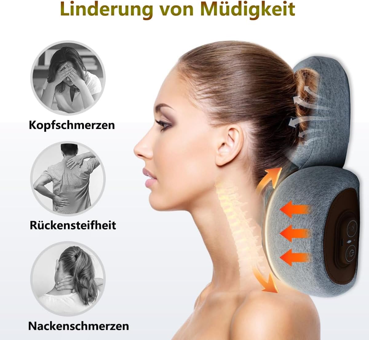 Elektrisches Nackenmassagegerät mit Wärme, 2025 Upgrade Entspannungskissen für Nacken-Zervikal-Massagekissen, Nacken-Traktions-Schulter-Korrektor zur Schmerzlinderung, Tiefengewebe – Bild 2