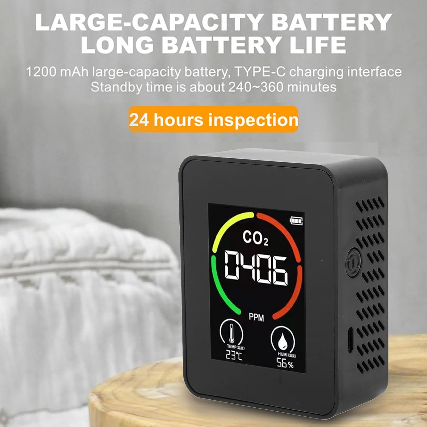 CO2-Detektor, Luftqualitätsmonitor mit TVOC-Sensor, Echtzeitmonitor, einfache Ablesung zu Hause – Bild 4