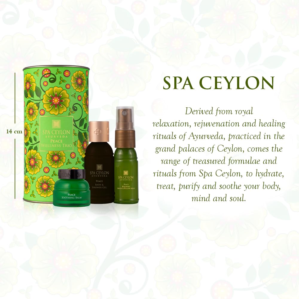 SPA CEYLON – Peace Wellness Trio-Set mit Duschgel, Körpercreme und Balsam, Aromatherapie-Geschenkset für inneren Frieden und Pflege, vegan und auf natürlicher Basis – Bild 4