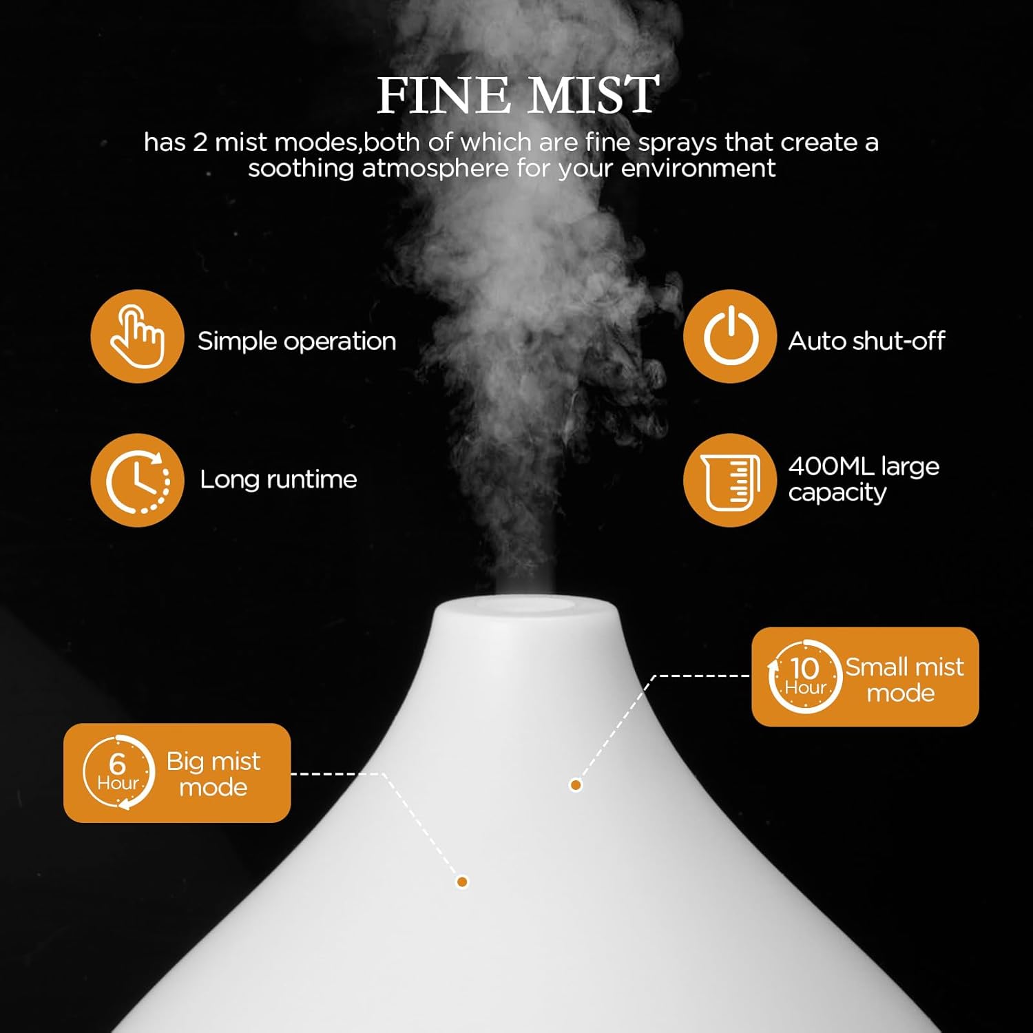 Cozary Aroma Diffuser 400 ml, Ultraschall-Aromatherapie-Raumduftdiffusor für ätherische Öle mit 7-Farben-LED-Licht, Diffusor-Luftbefeuchter mit Fernbedienung, 3 Timer, automatische Abschaltfunktion – Bild 4