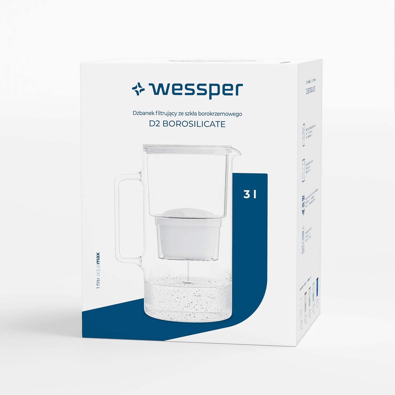 Wessper Wasserfilterkanne aus Glas, 3 l, kompatibel mit Brita Maxtra, inklusive 1 Wasserfilterkartusche, reduziert Kalk und Chlor, Mint – Bild 9