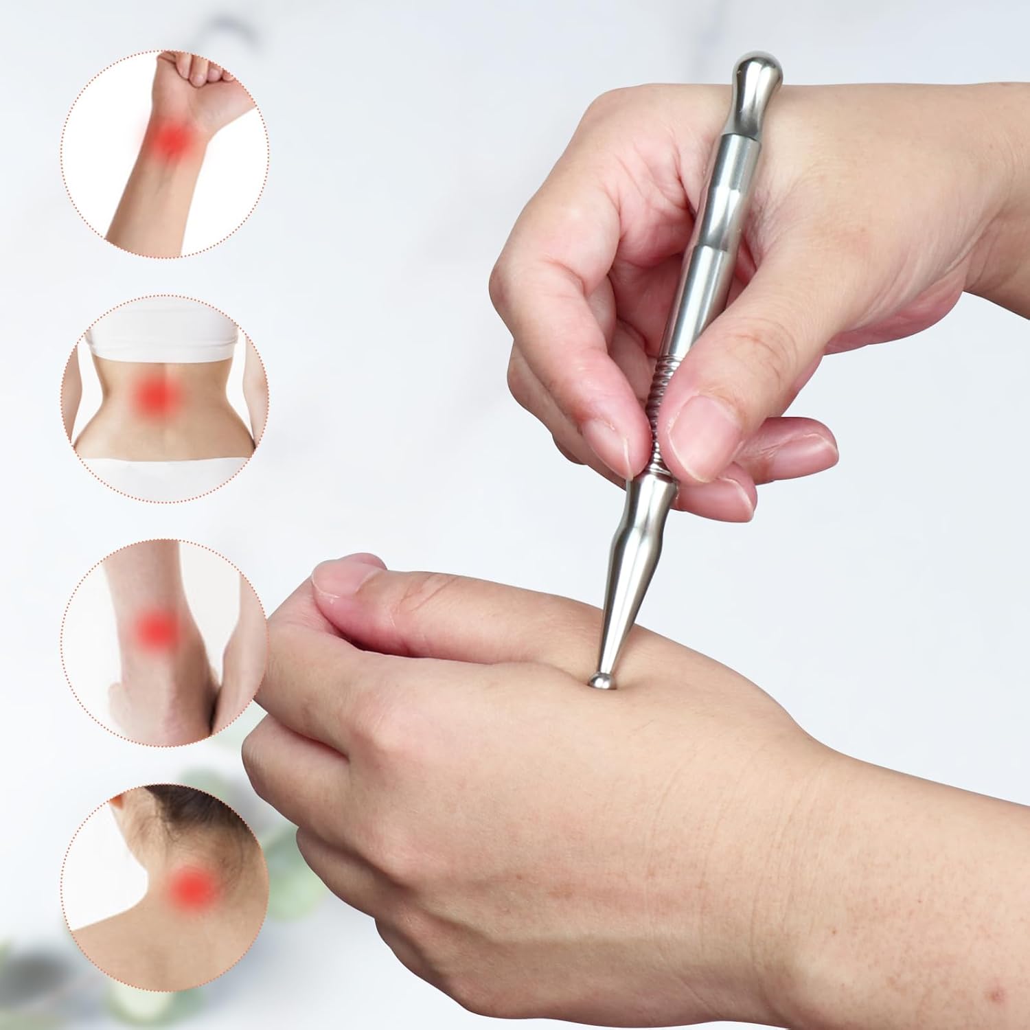 Edelstahl-Gua-Sha-Werkzeug und Akupunkturstift – Tiefengewebsmassage und Schmerzlinderungstherapie mit Triggerpunktmassage – Ganzkörper-Selbstmassage-Akupressur (JGS-3) – Bild 5